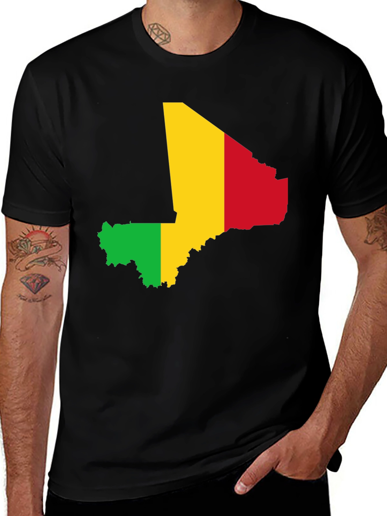 Mali Map Flag T-Shirt - Black