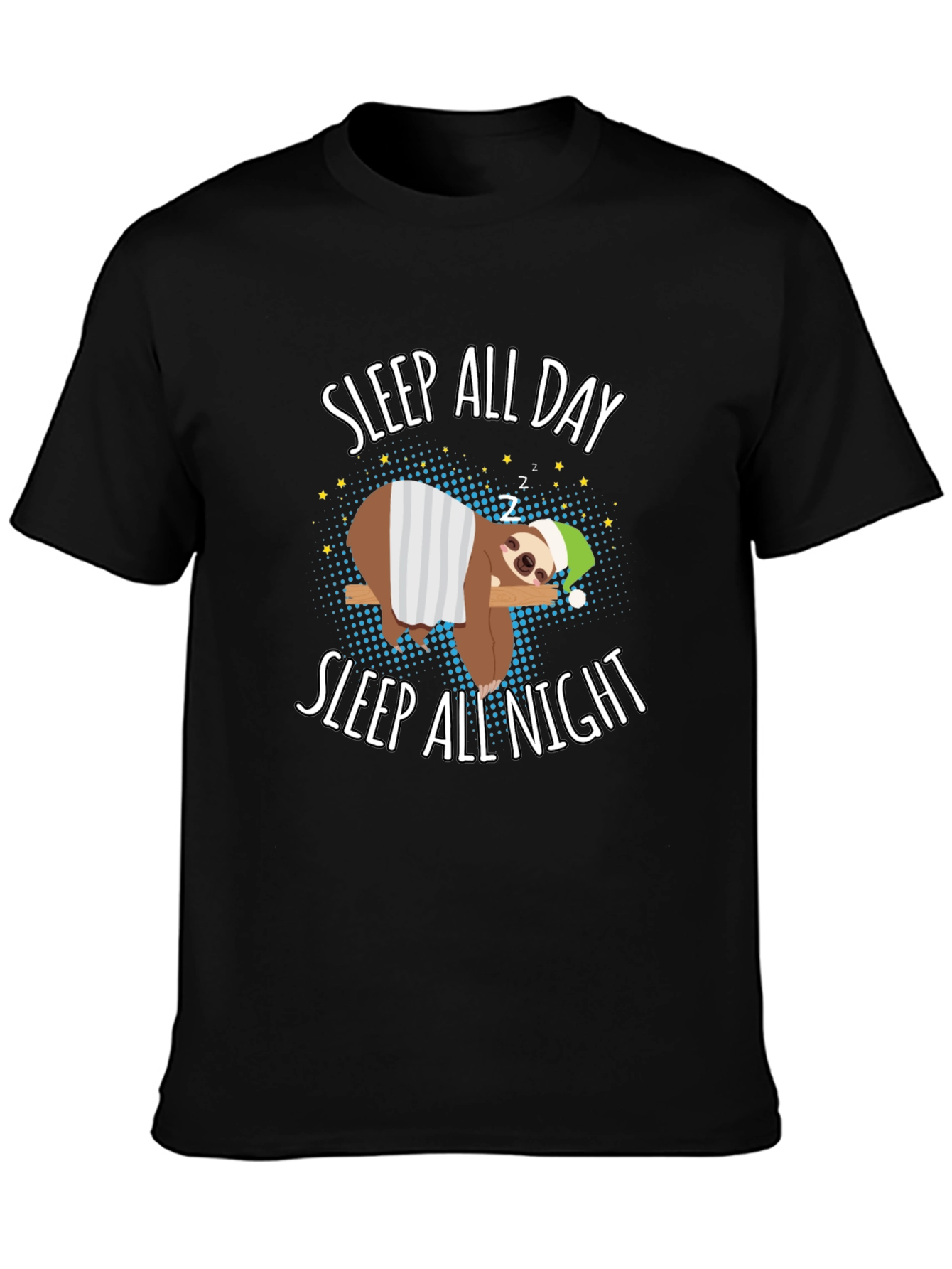 Sleep All Day Sloth Graphic T-Shirt