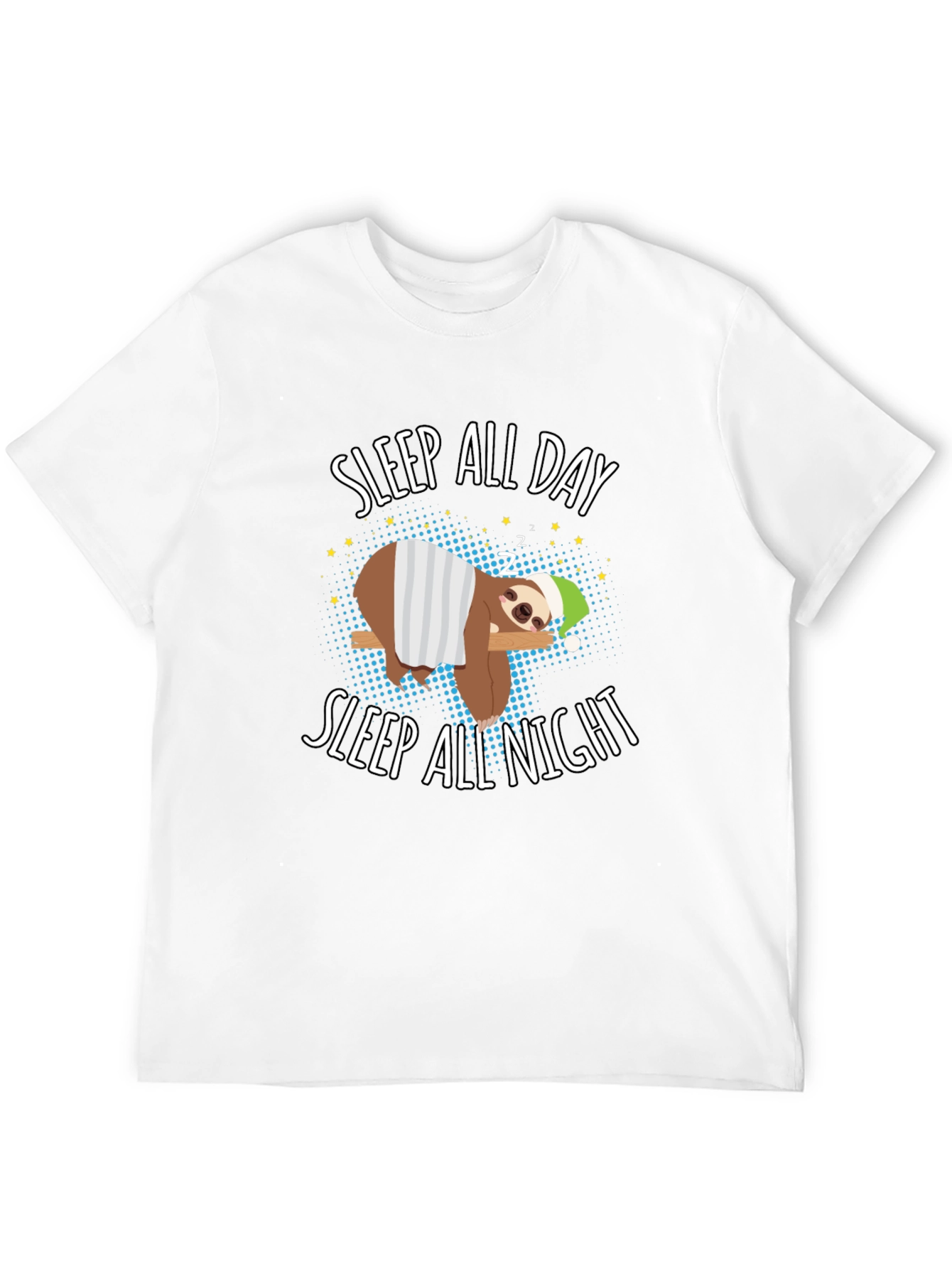 Sleep All Day Sloth Graphic T-Shirt