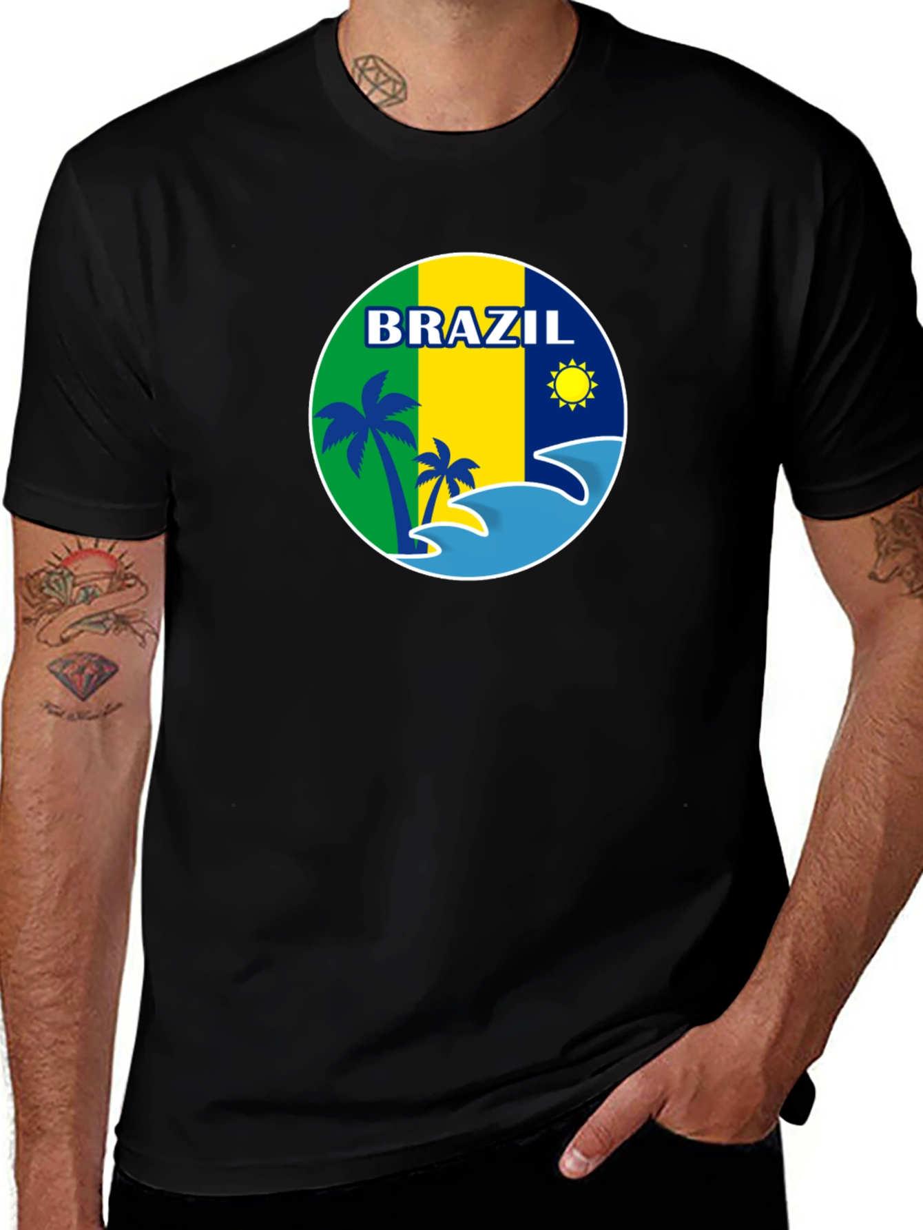 Brazil Graphic Tee - Tropical Beach Design T-Shirt