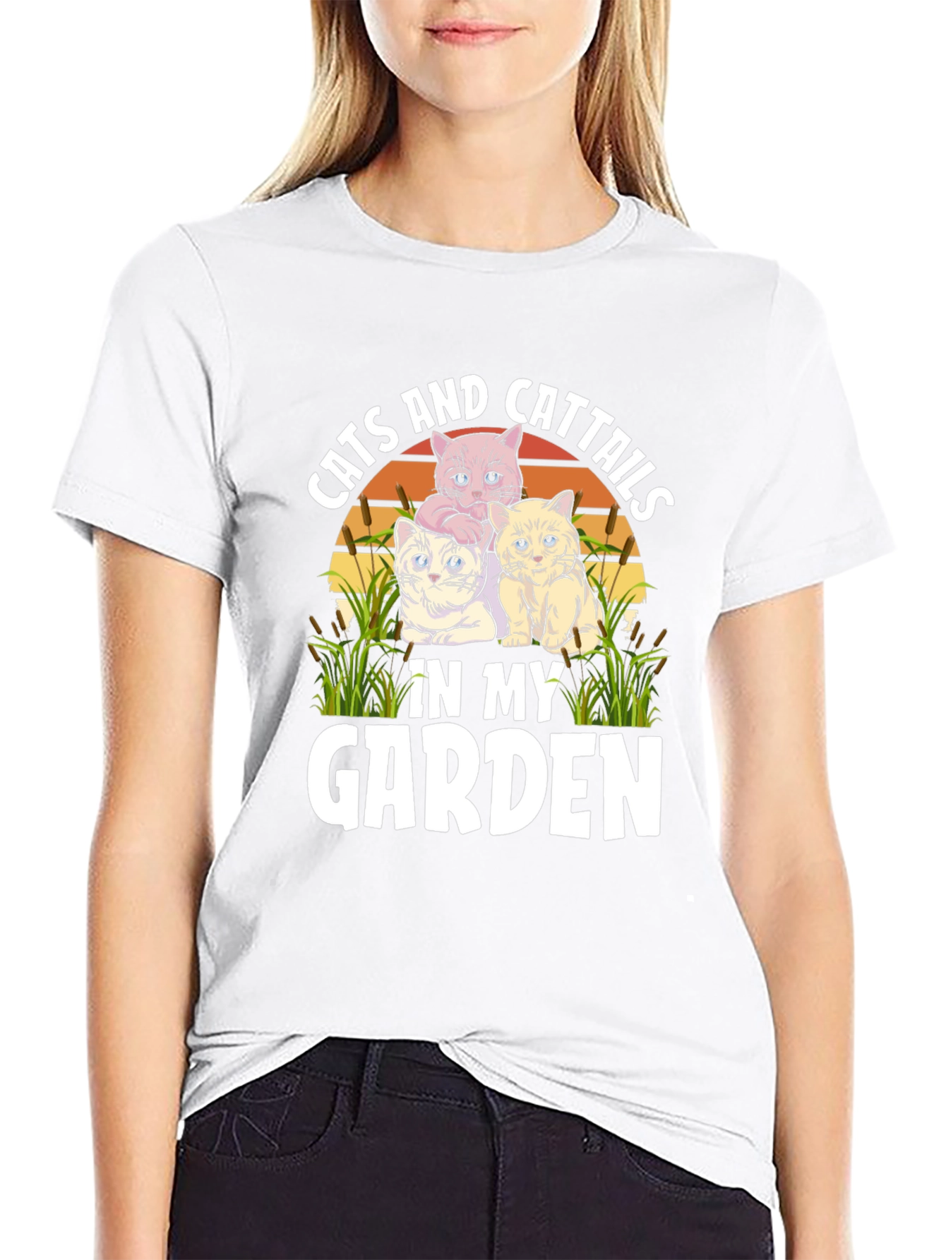 Cats and Cattails in my Garden T-Shirt