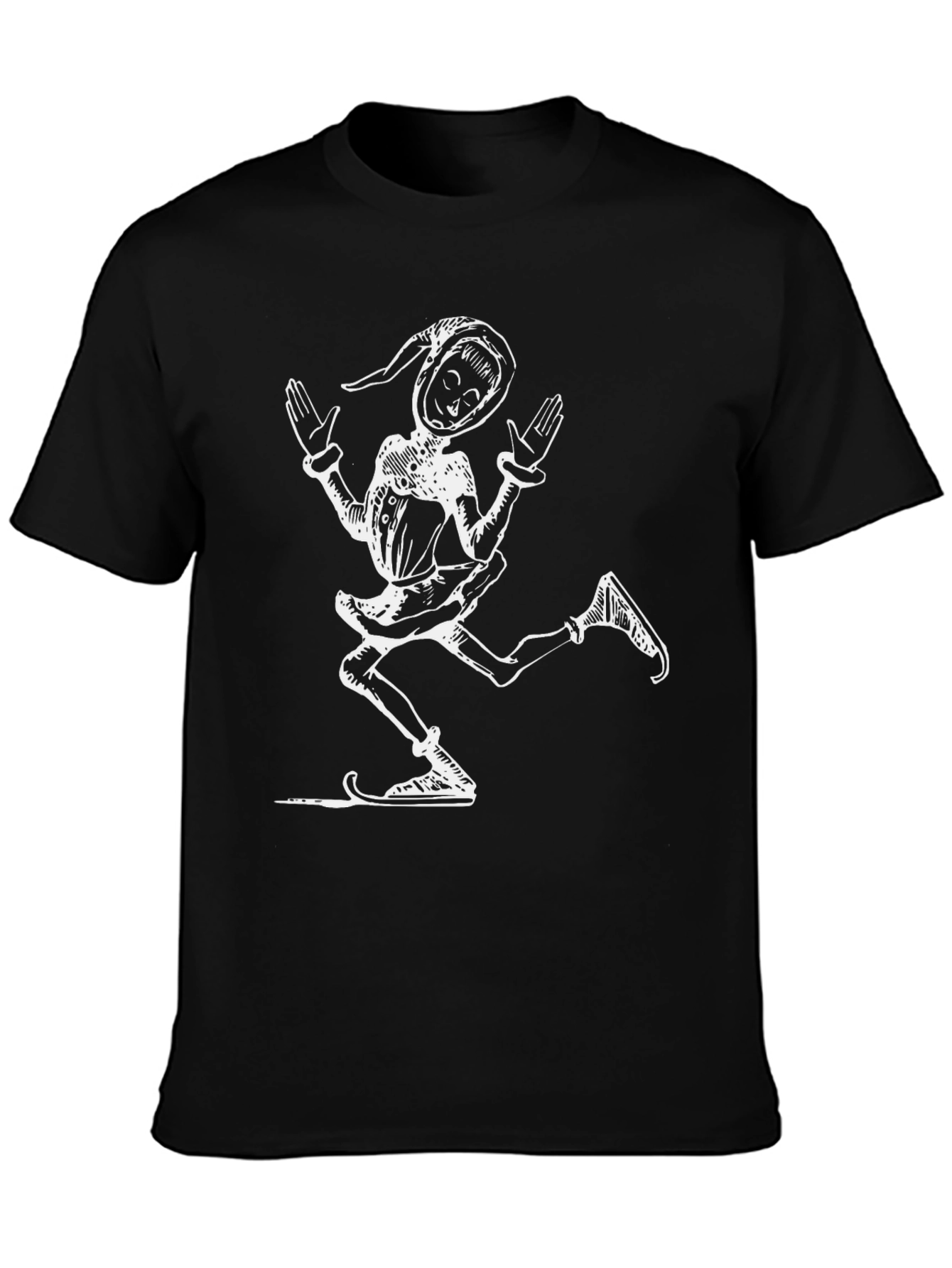 Retro Jester Graphic Tee - Black Cotton T-Shirt