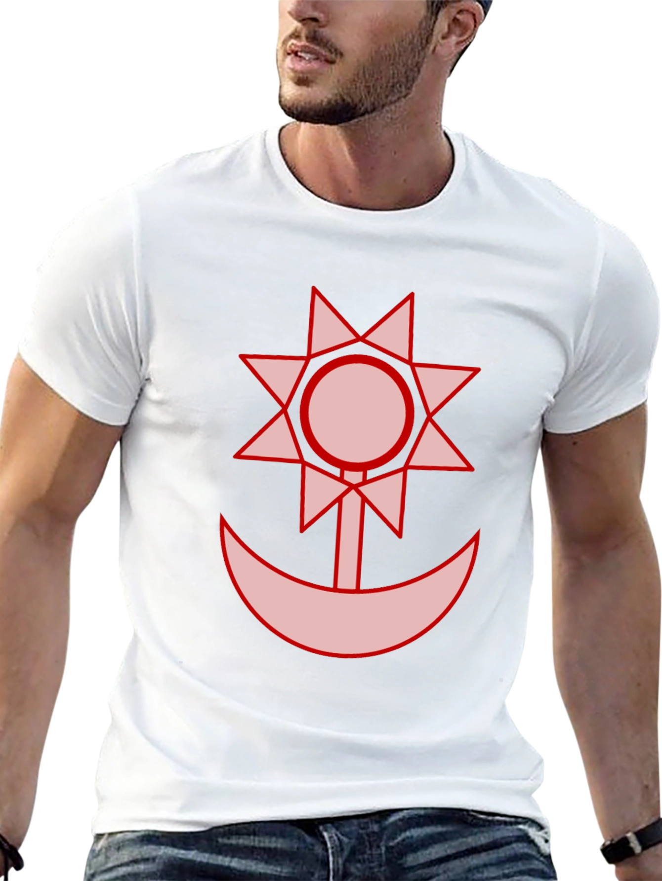 Graphic Black T-Shirt - Sun and Moon Design