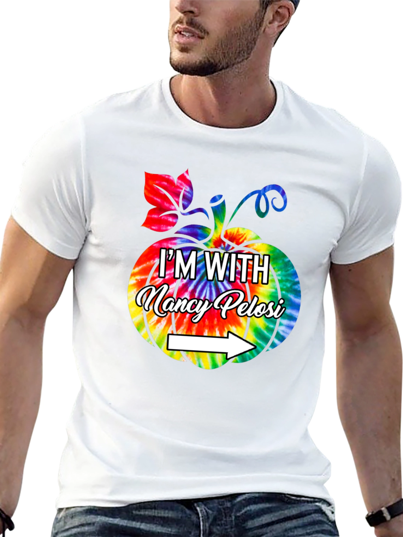 Im With Nancy Pelosi Tie Dye Pumpkin T-Shirt