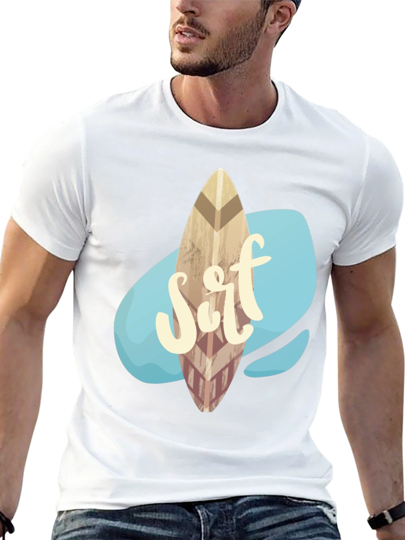 Surfboard Graphic Tee - Black Casual Shirt