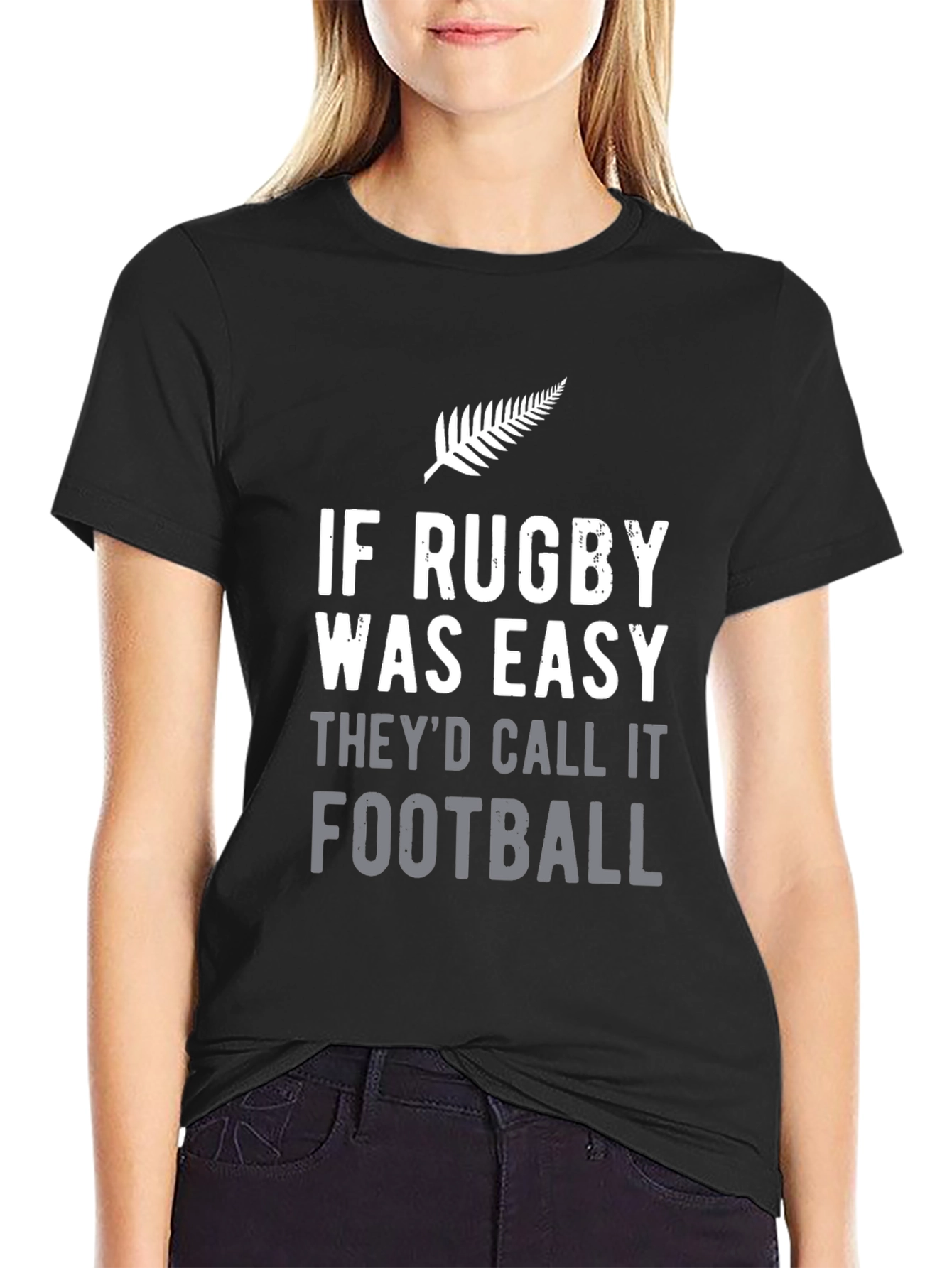 Rugby vs Football Graphic T-Shirt - Black