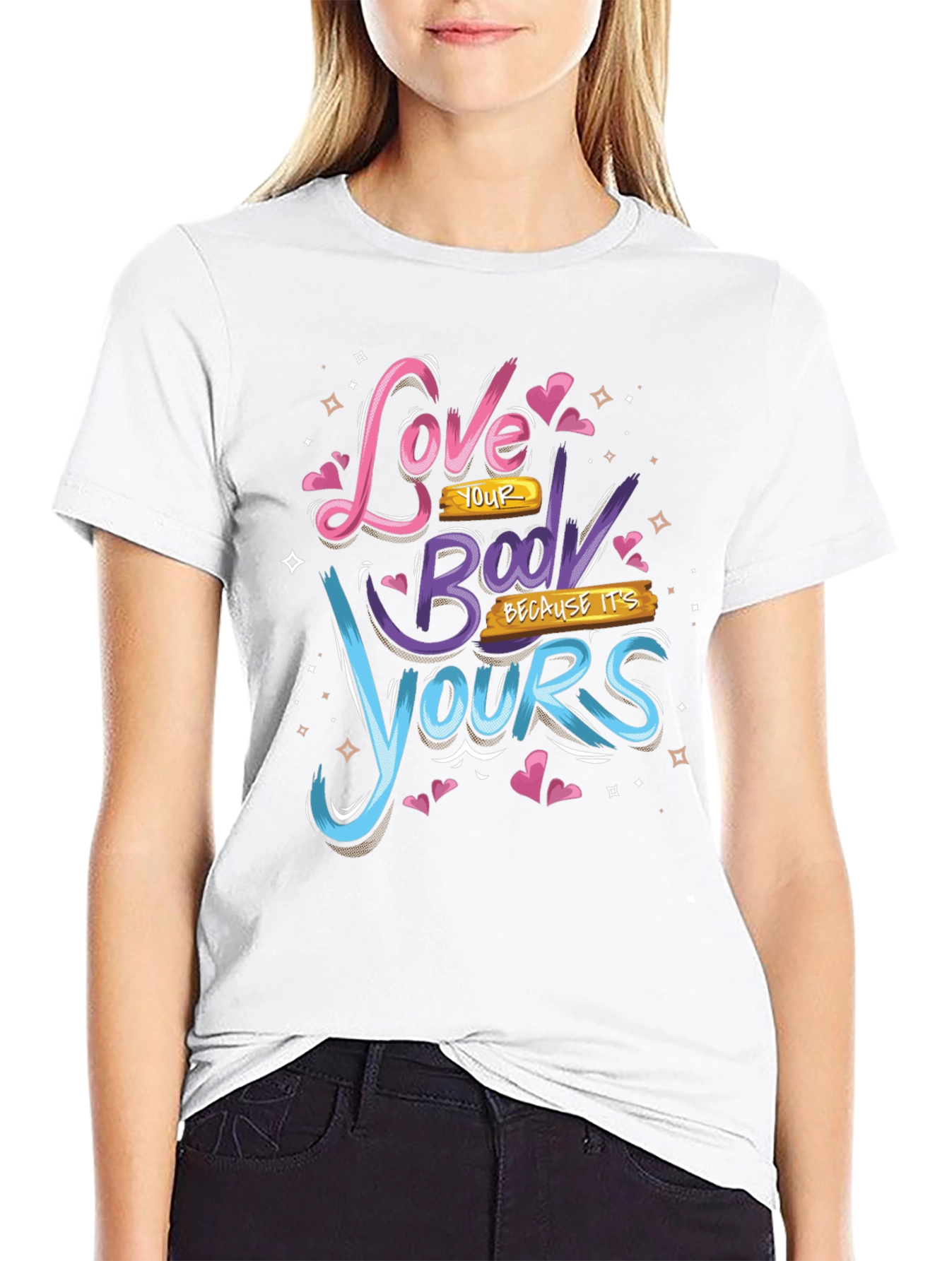 Love Your Body Black Graphic Tee
