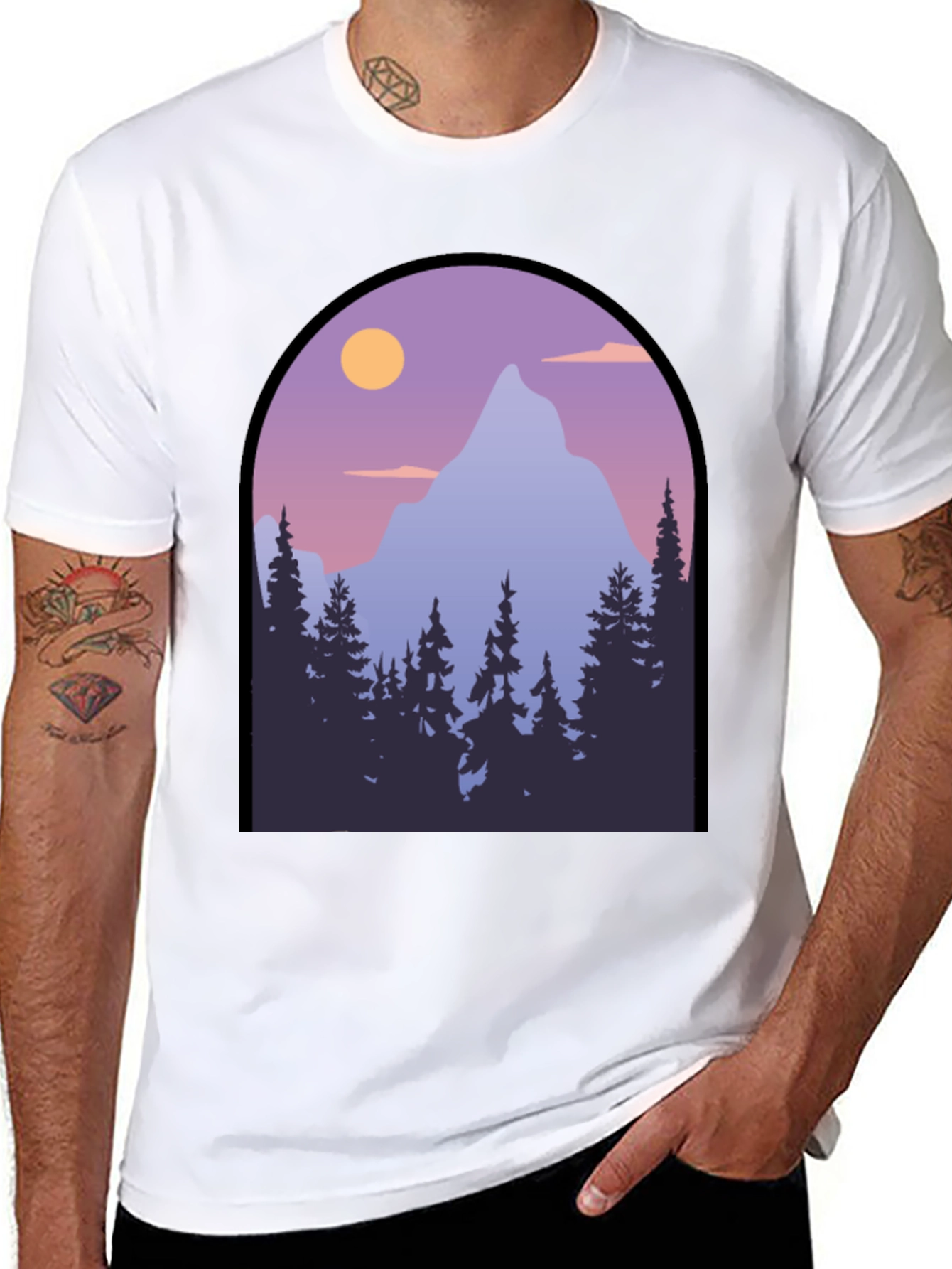 Mountain Vista Graphic Tee - Black Cotton Blend