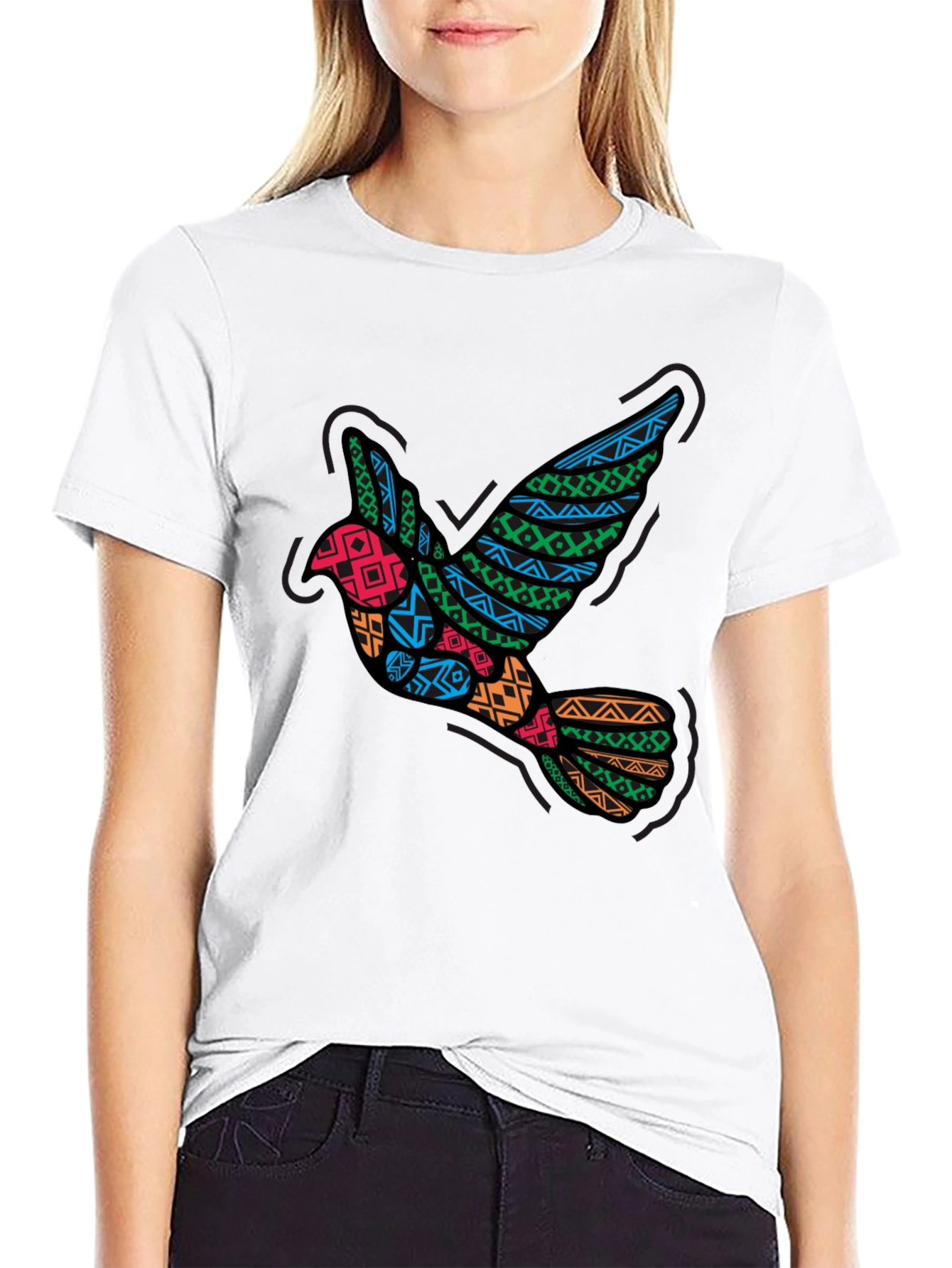 Tribal Dove Graphic Black T-Shirt
