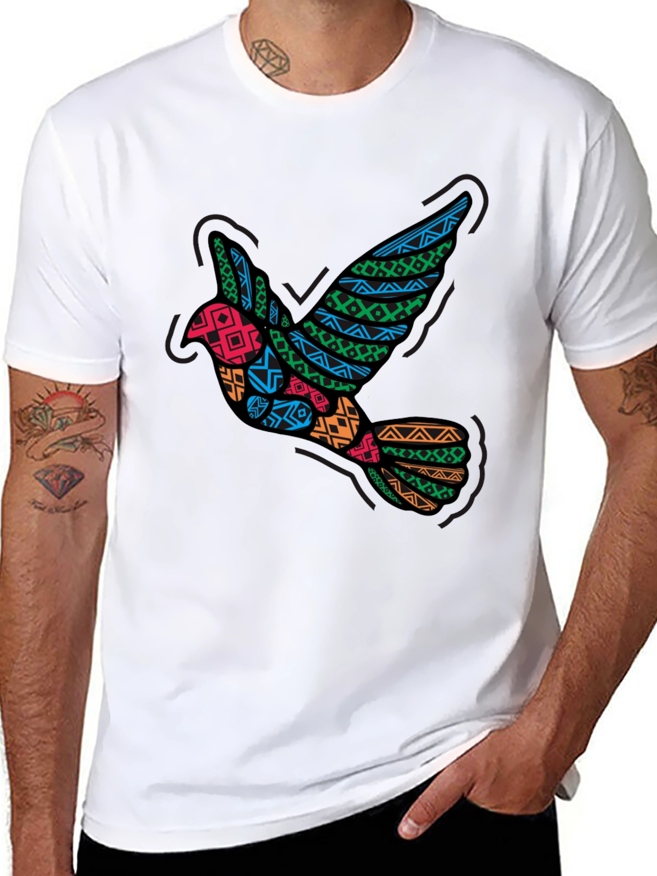 Tribal Dove Graphic Black T-Shirt
