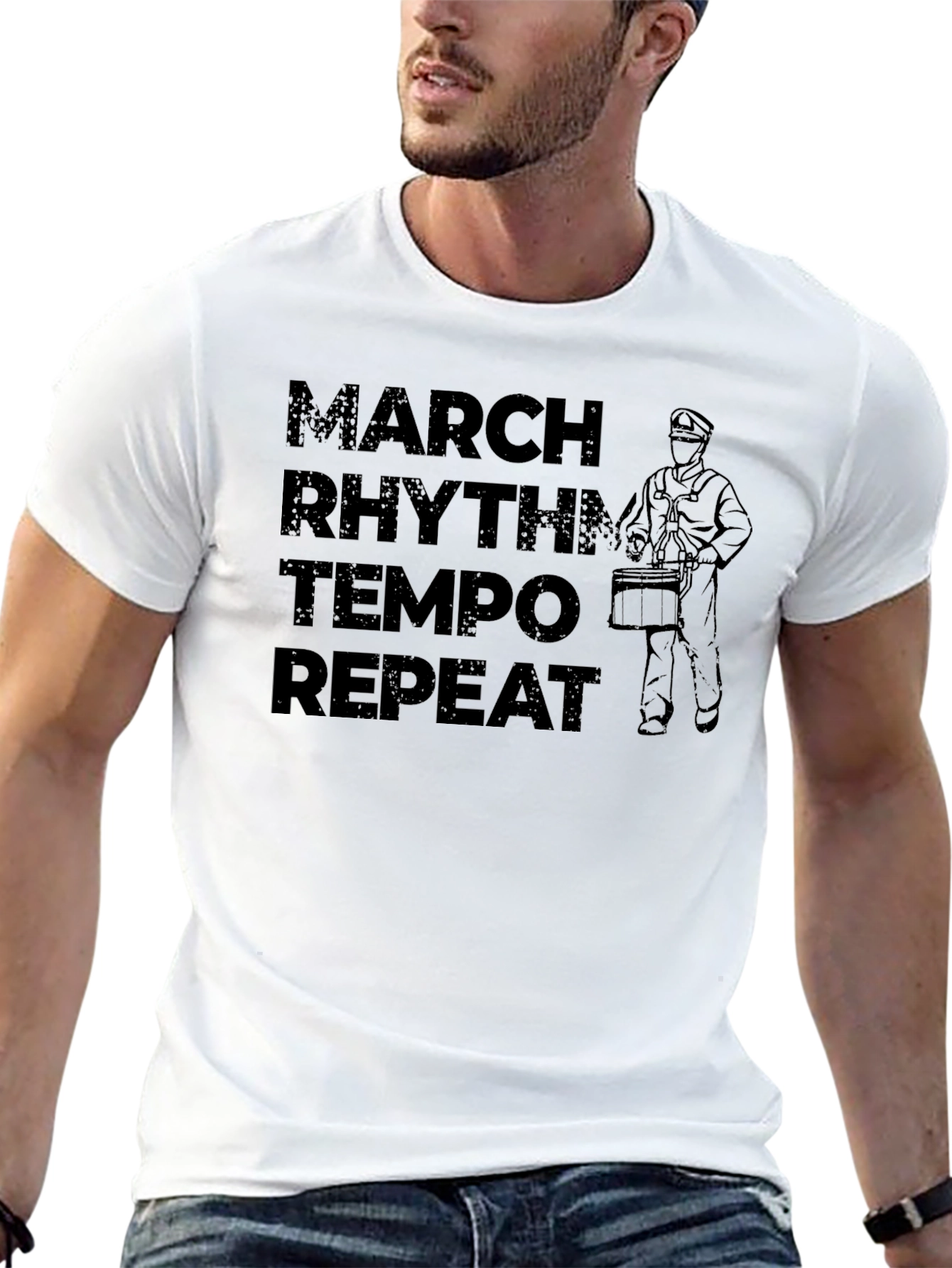 March Rhythm Tempo Repeat Black T-Shirt