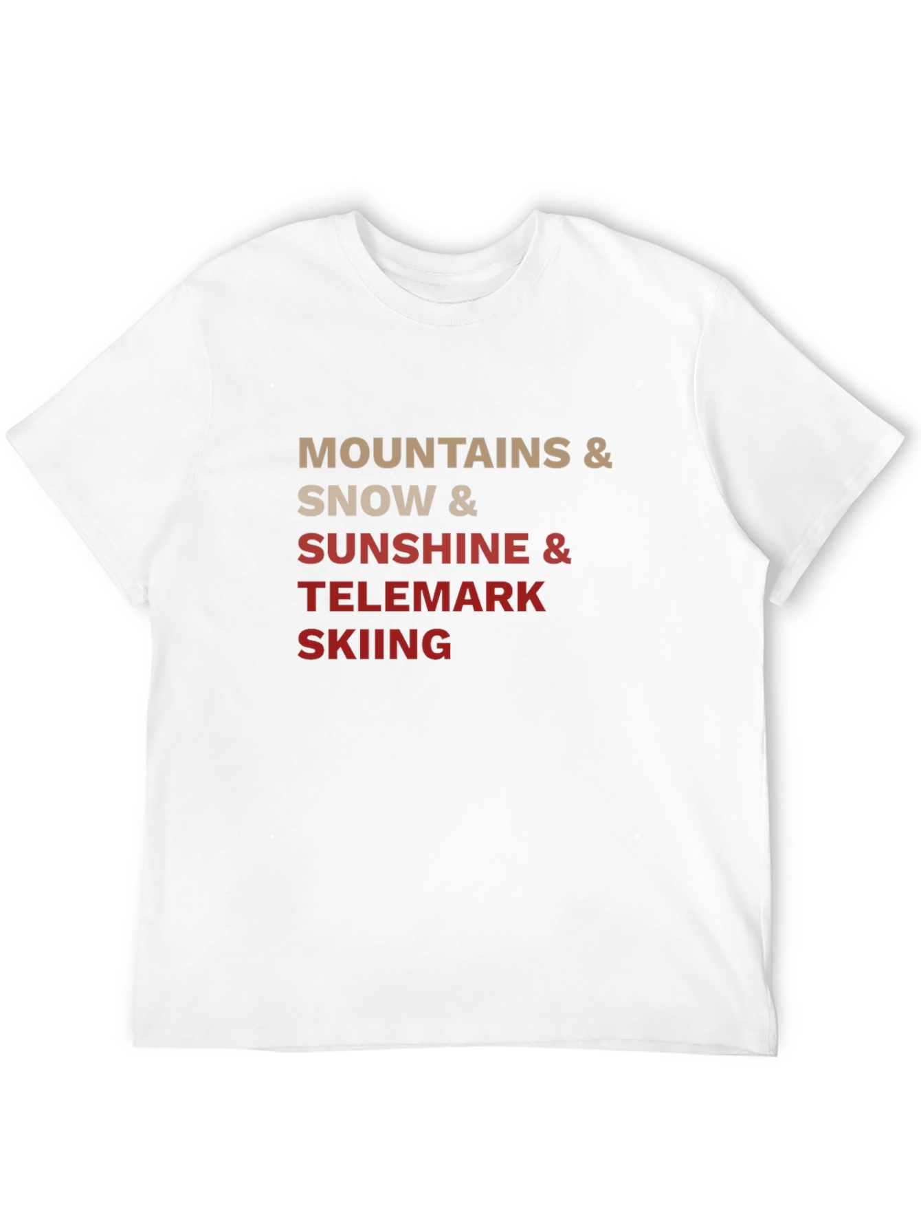 Mountains Snow Sunshine Telemark Skiing Black T-Shirt