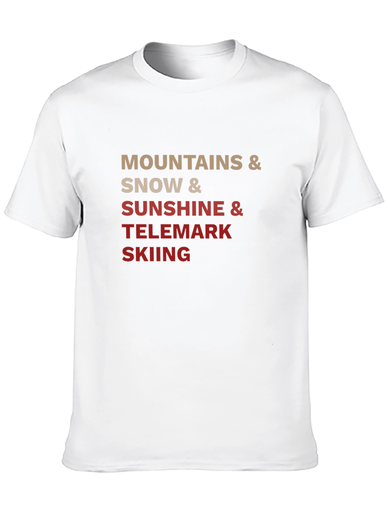 Mountains Snow Sunshine Telemark Skiing Black T-Shirt