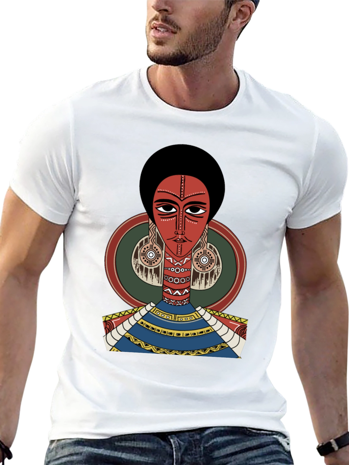 Artistic Afro Woman Graphic Tee - Unique Style