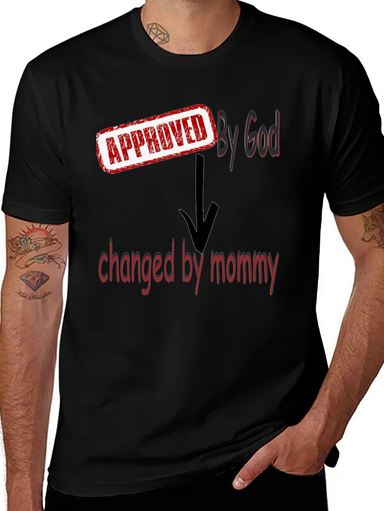 Approved By God Changed By Mommy - Black T-Shirt