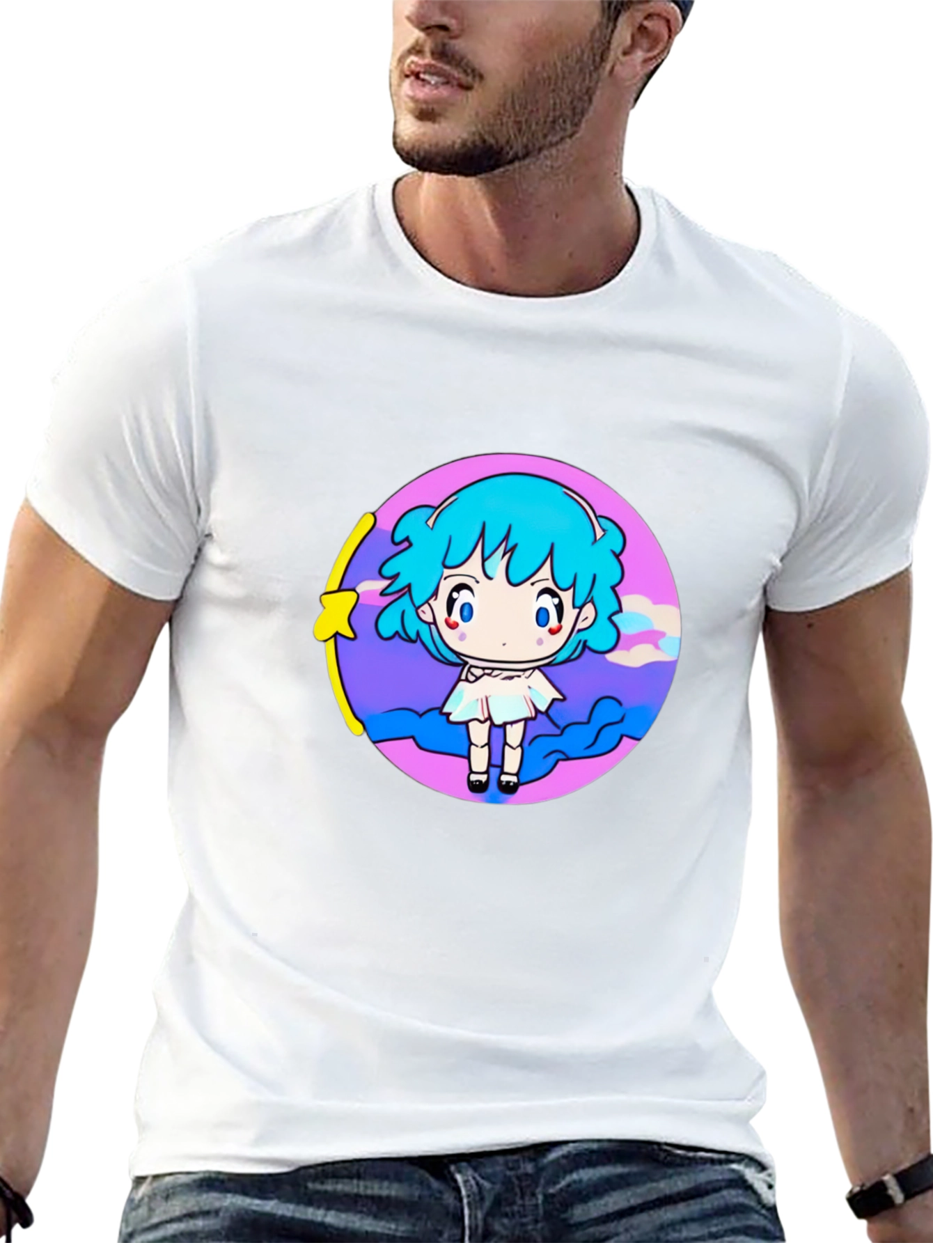Anime Girl Graphic Tee - Black T-Shirt
