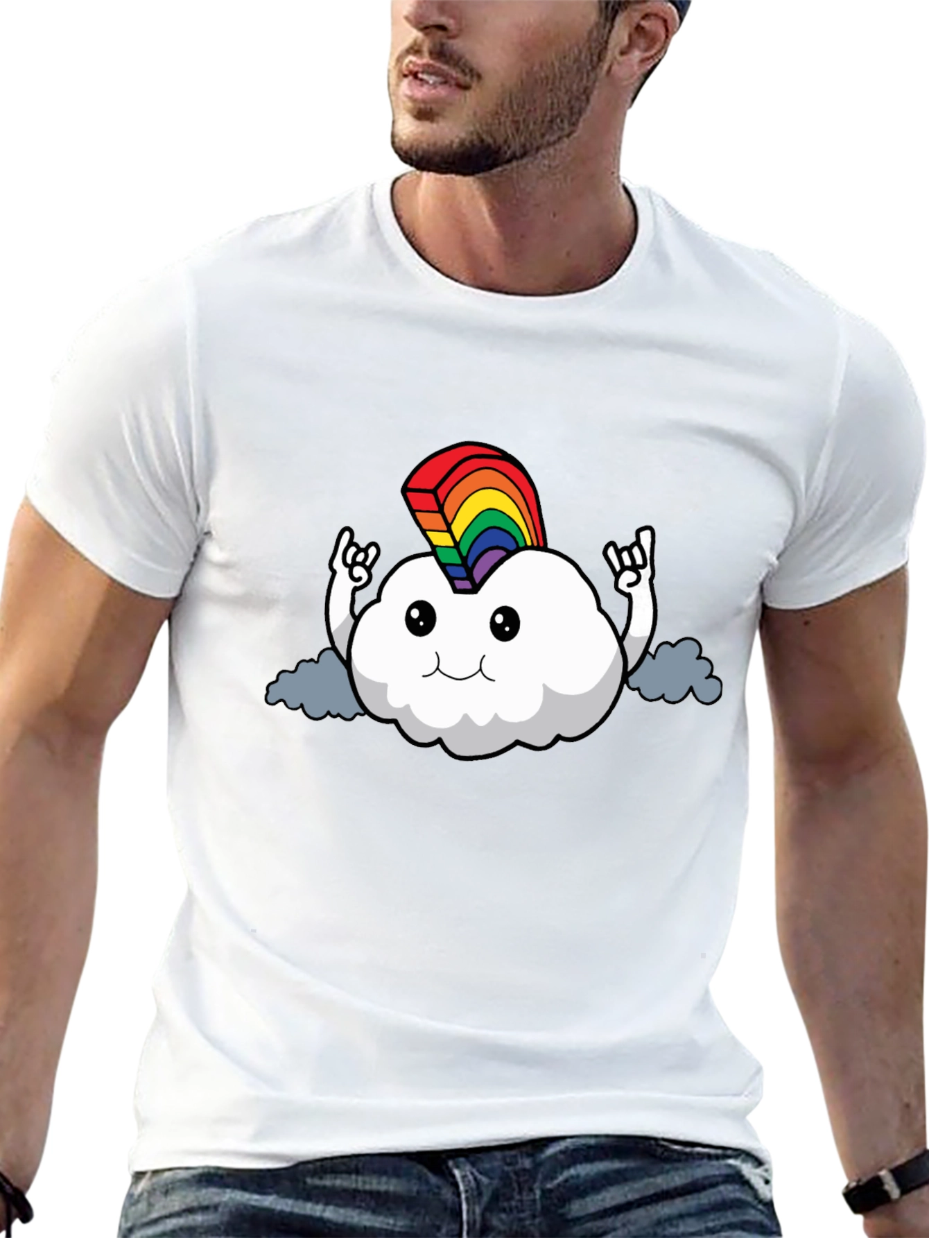 Rainbow Cloud Rock On T-Shirt