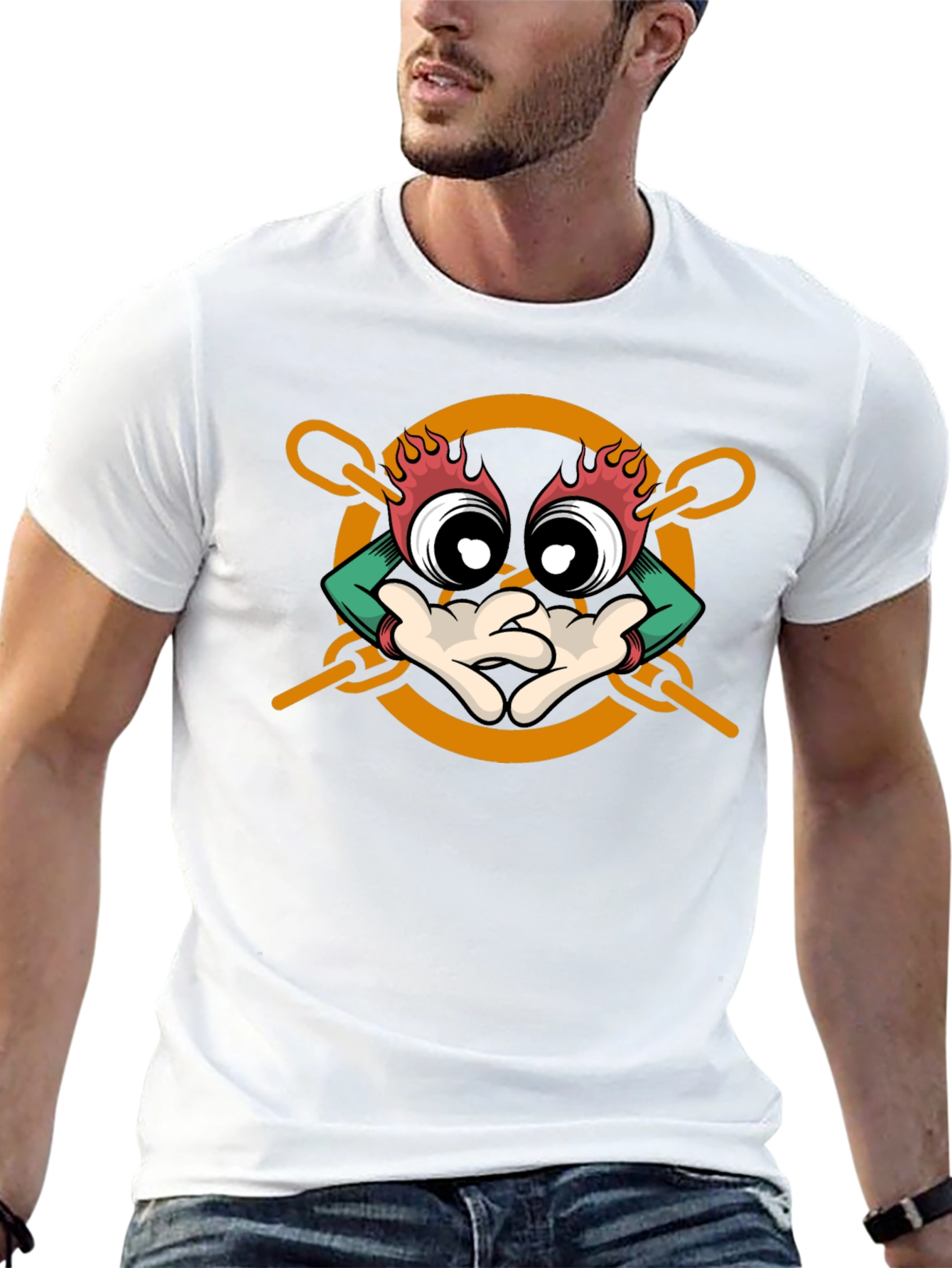 Cartoon Character Graphic Print Black T-Shirt