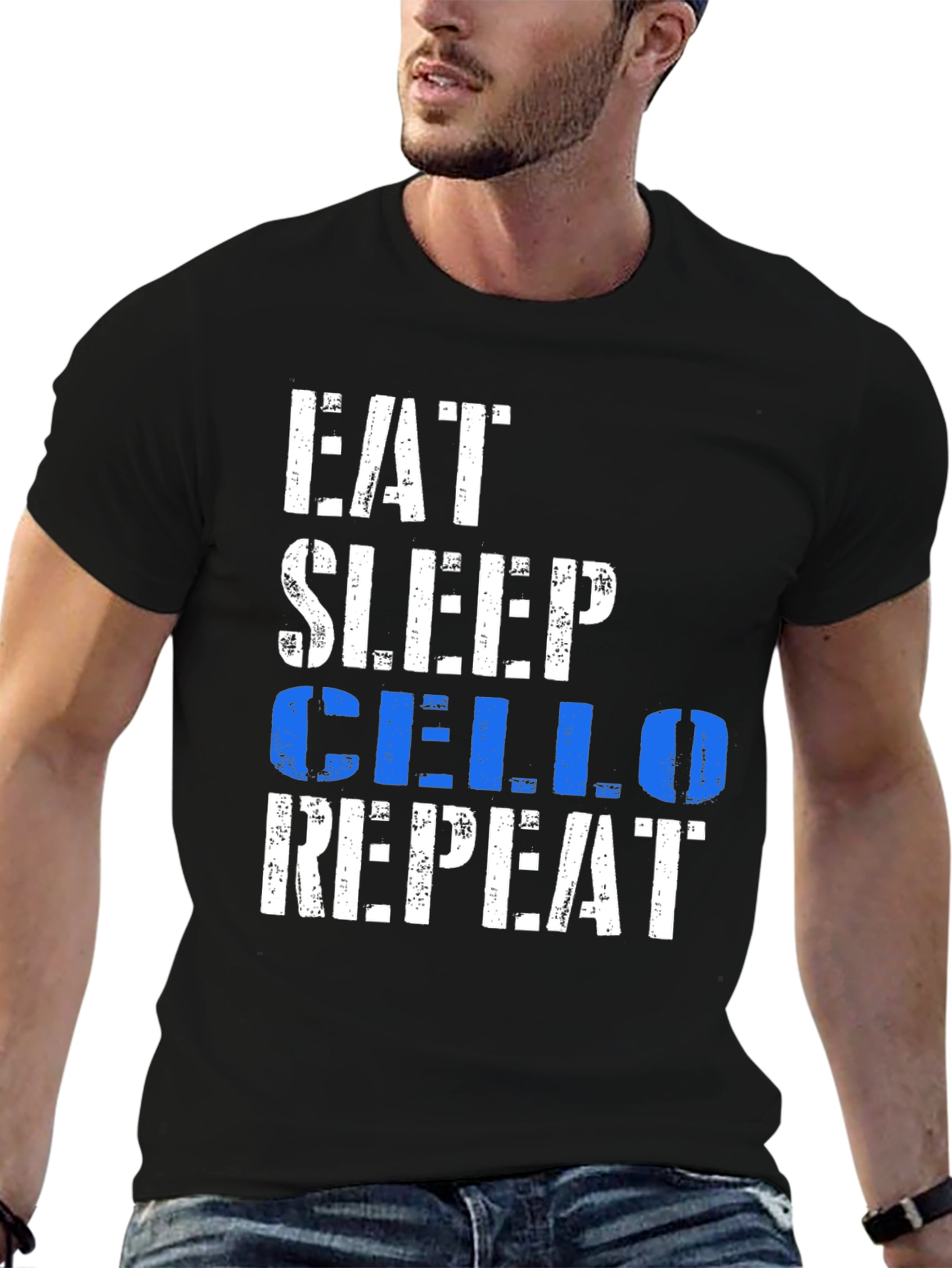 Eat Sleep Cello Repeat Black Graphic Tee