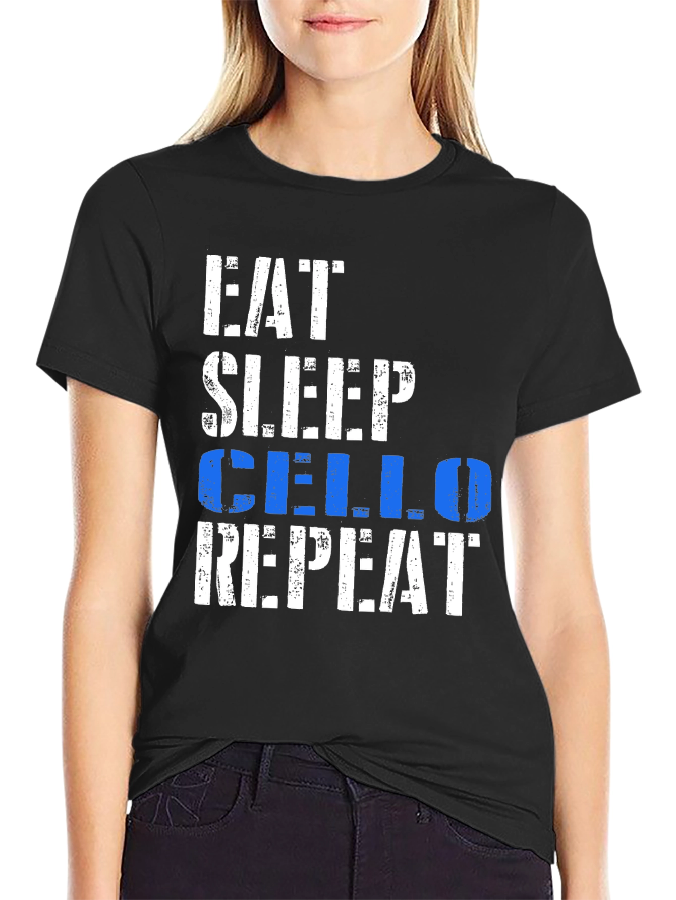 Eat Sleep Cello Repeat Black Graphic Tee