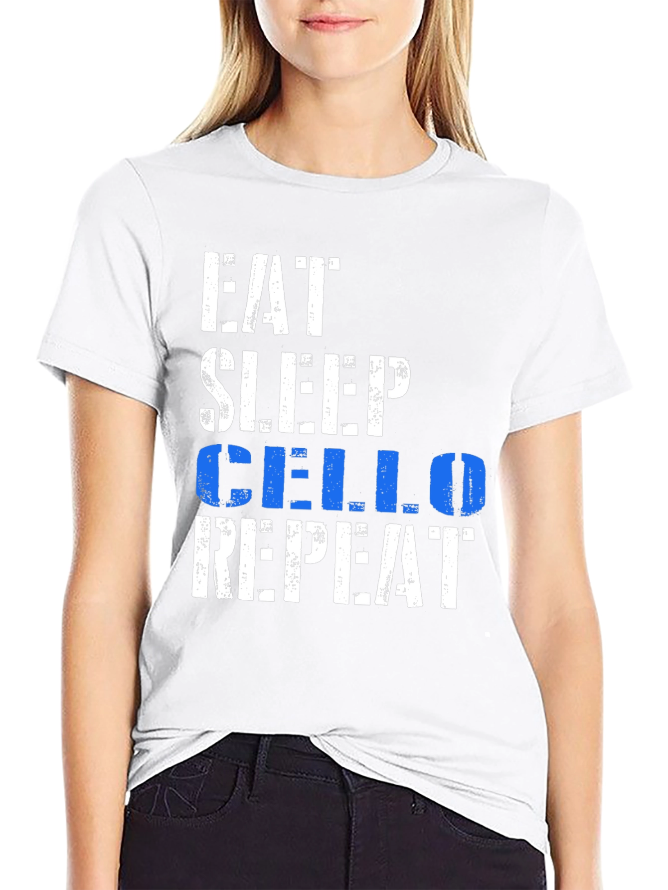 Eat Sleep Cello Repeat Black Graphic Tee