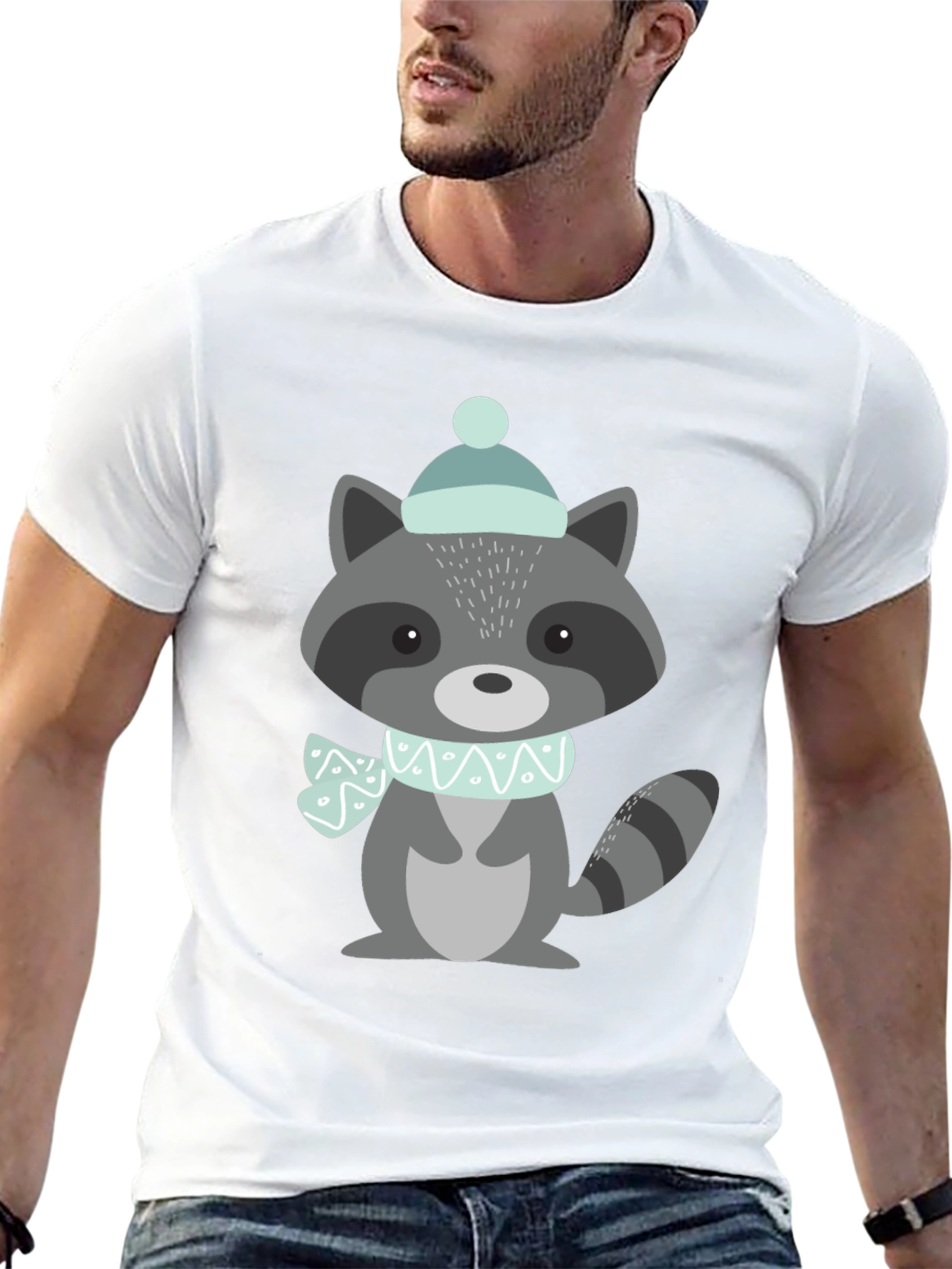 Cute Raccoon Winter Hat Graphic Tee