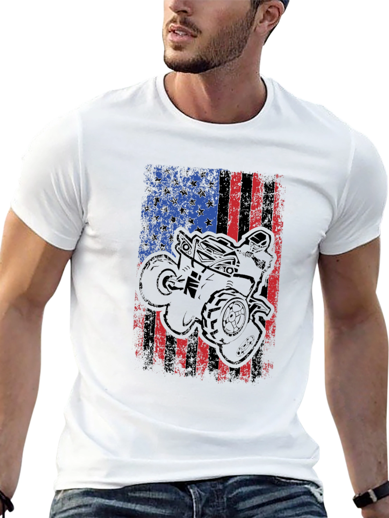 American Flag ATV Rider Graphic Tee