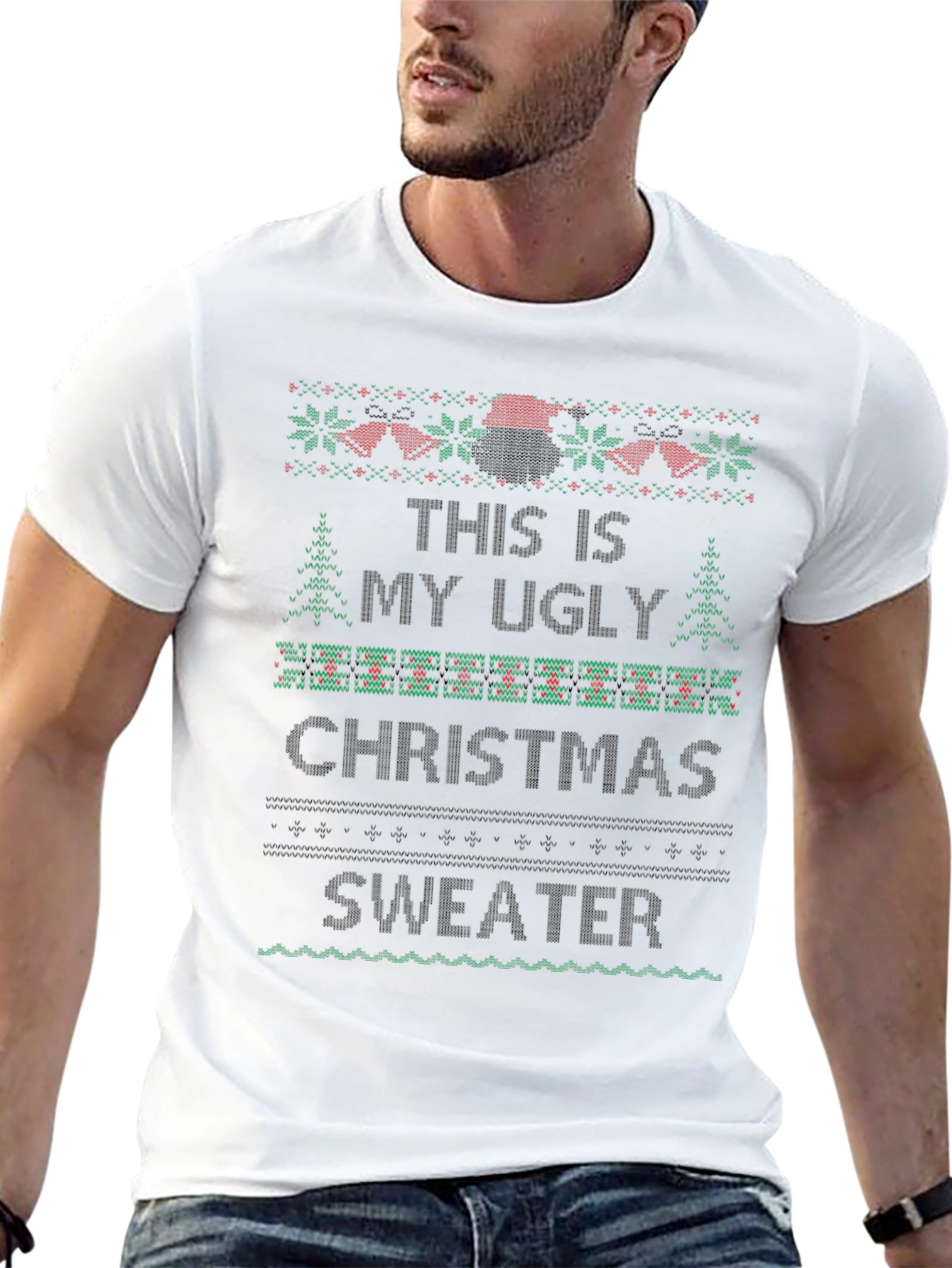 Ugly Christmas Sweater Graphic Tee Black