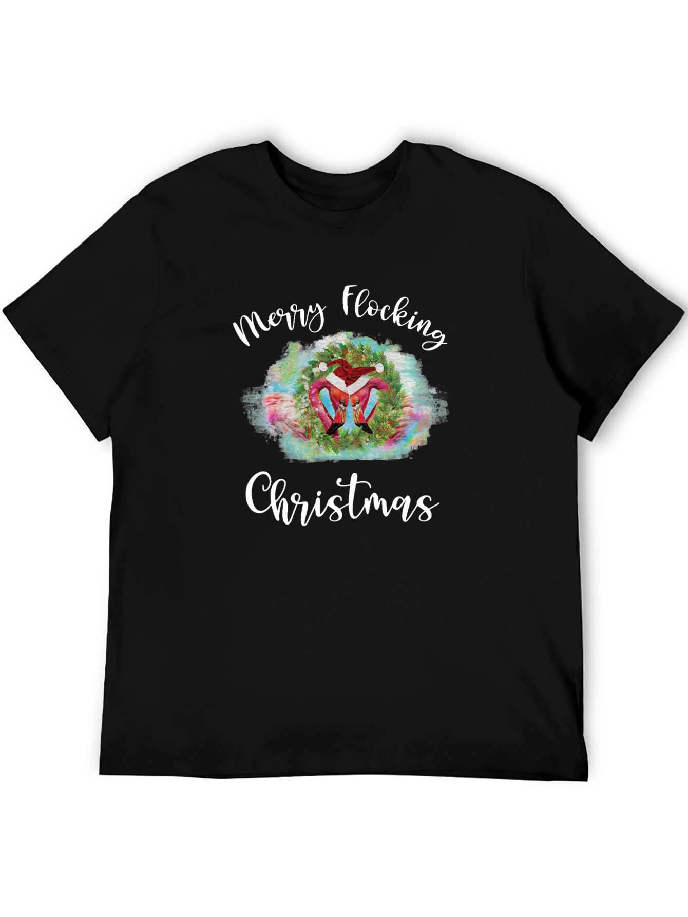 Merry Flocking Christmas T-Shirt - Holiday Flamingo Tee
