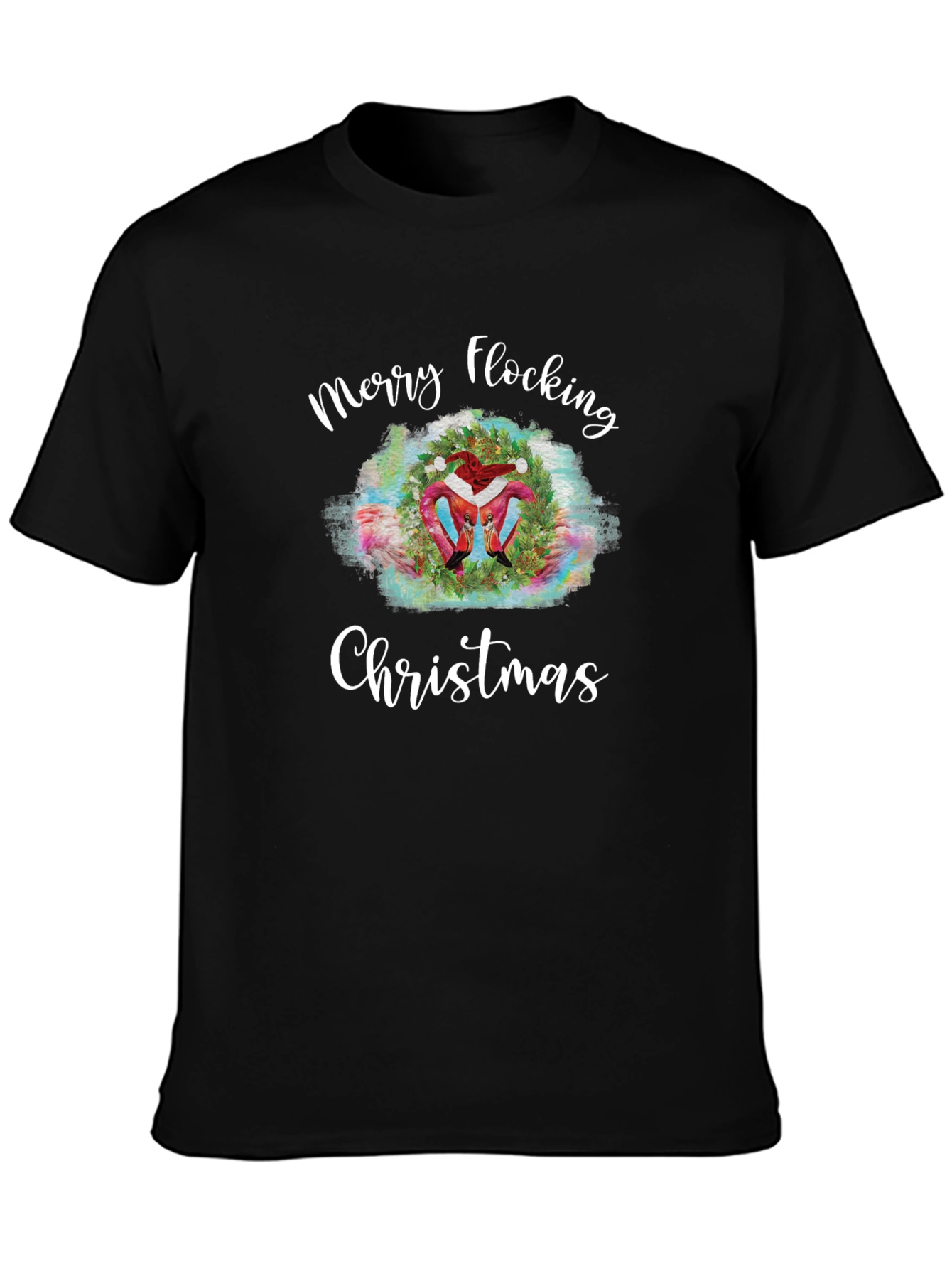 Merry Flocking Christmas T-Shirt - Holiday Flamingo Tee