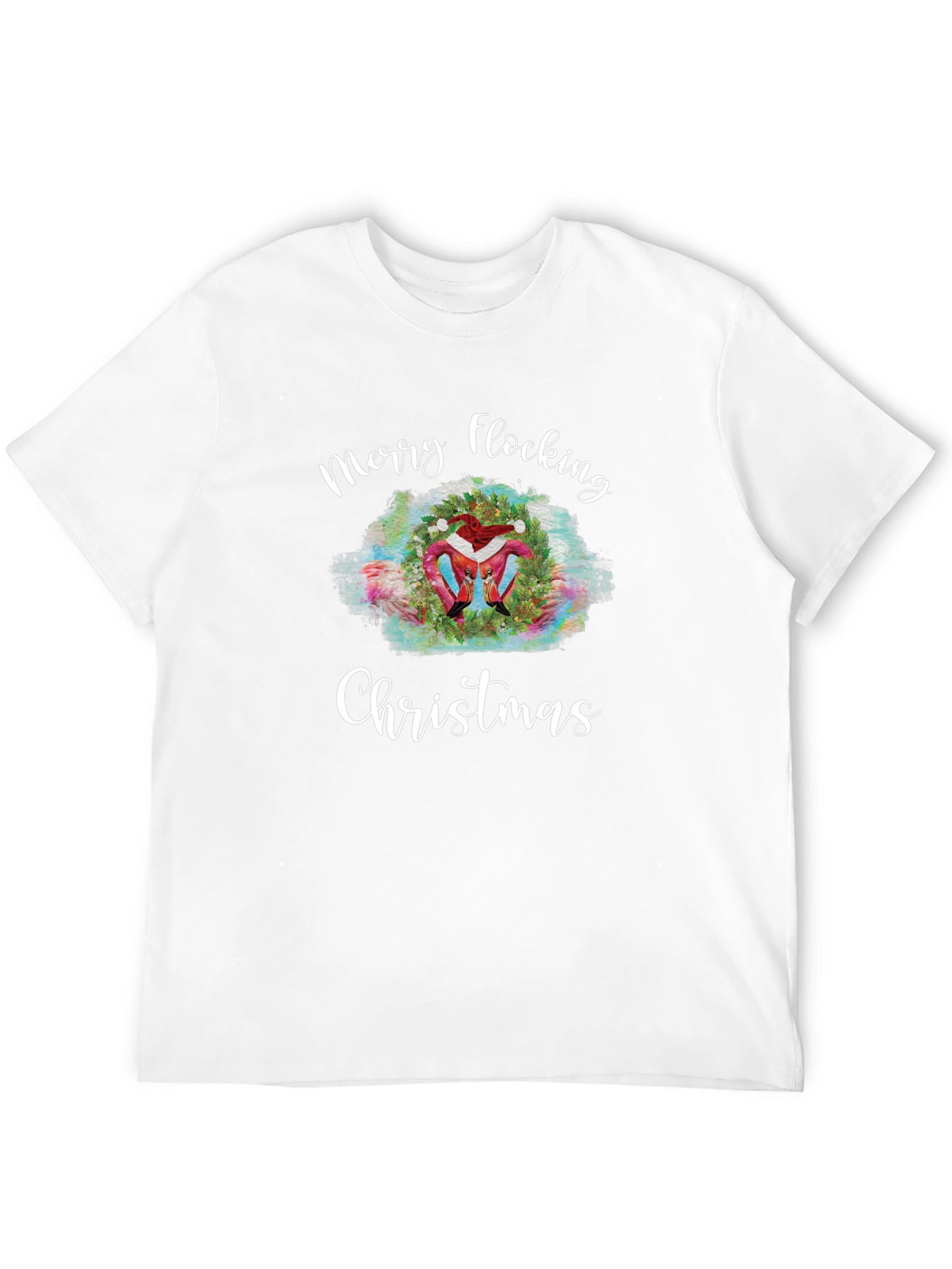 Merry Flocking Christmas T-Shirt - Holiday Flamingo Tee