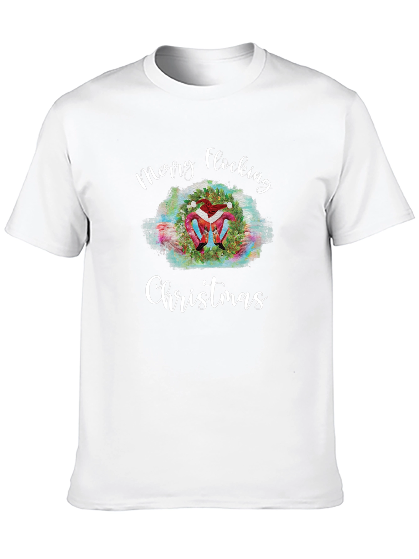 Merry Flocking Christmas T-Shirt - Holiday Flamingo Tee