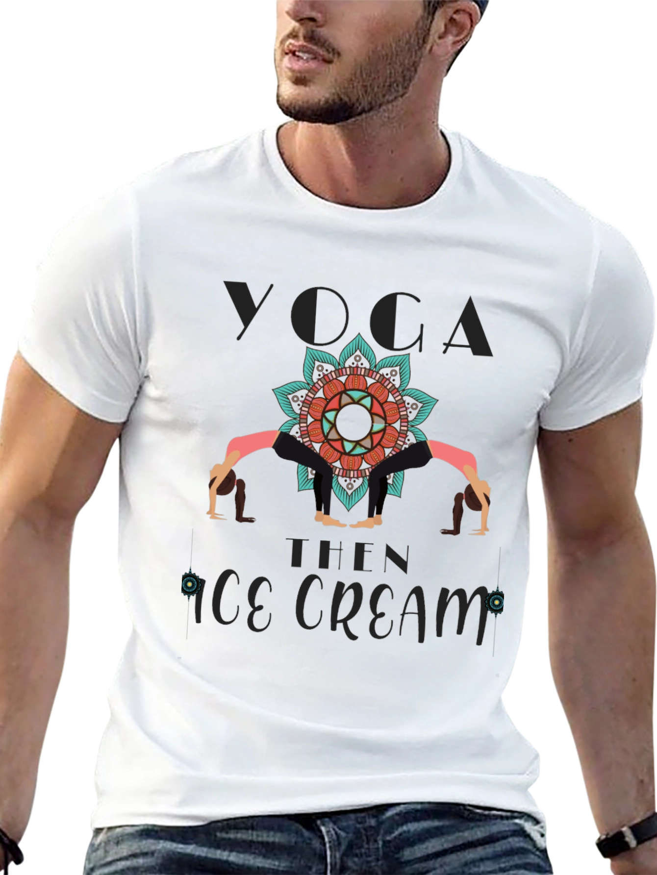 Yoga Then Ice Cream Graphic T-Shirt