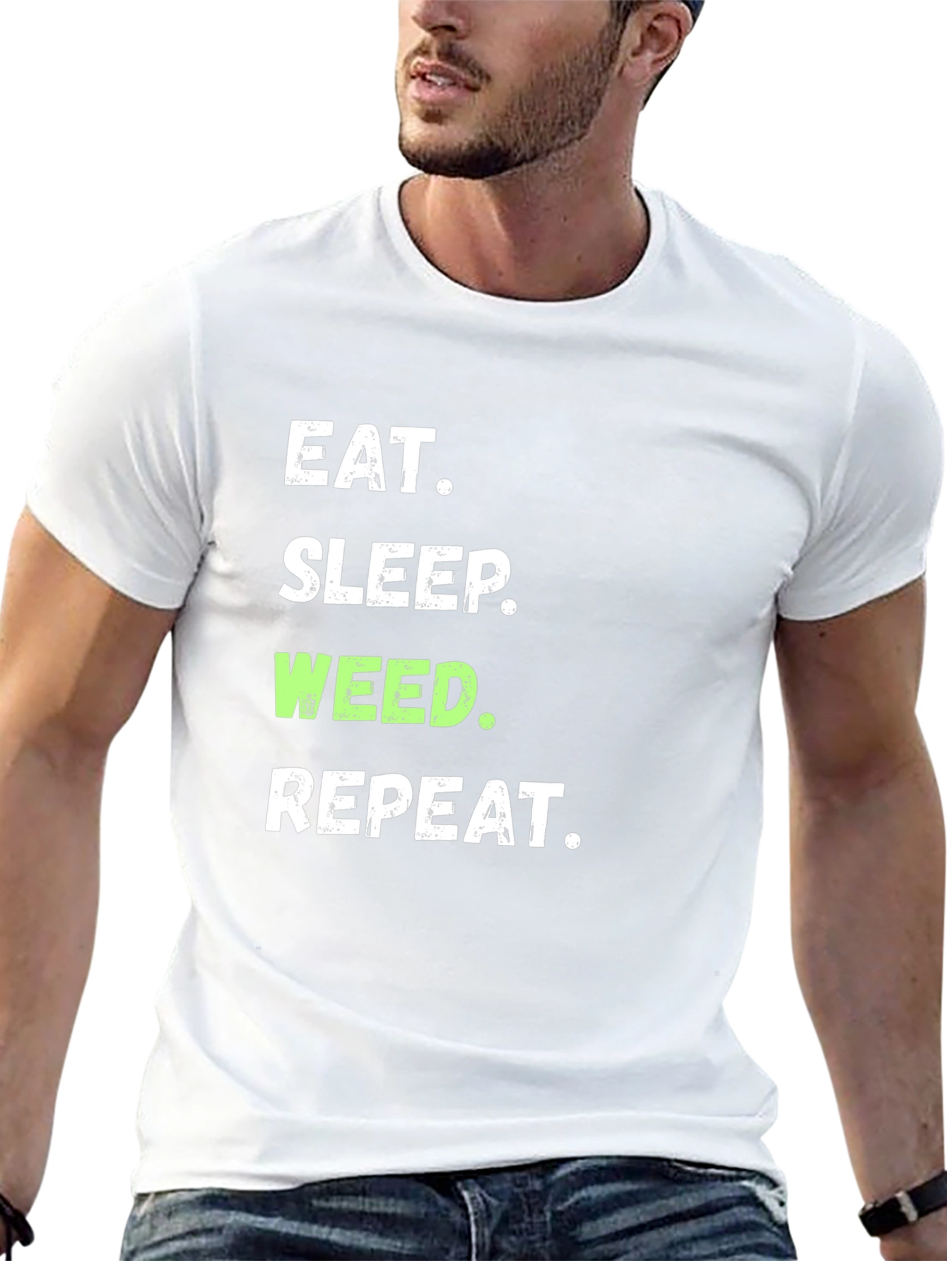 Eat Sleep Weed Repeat Graphic Tee - Black