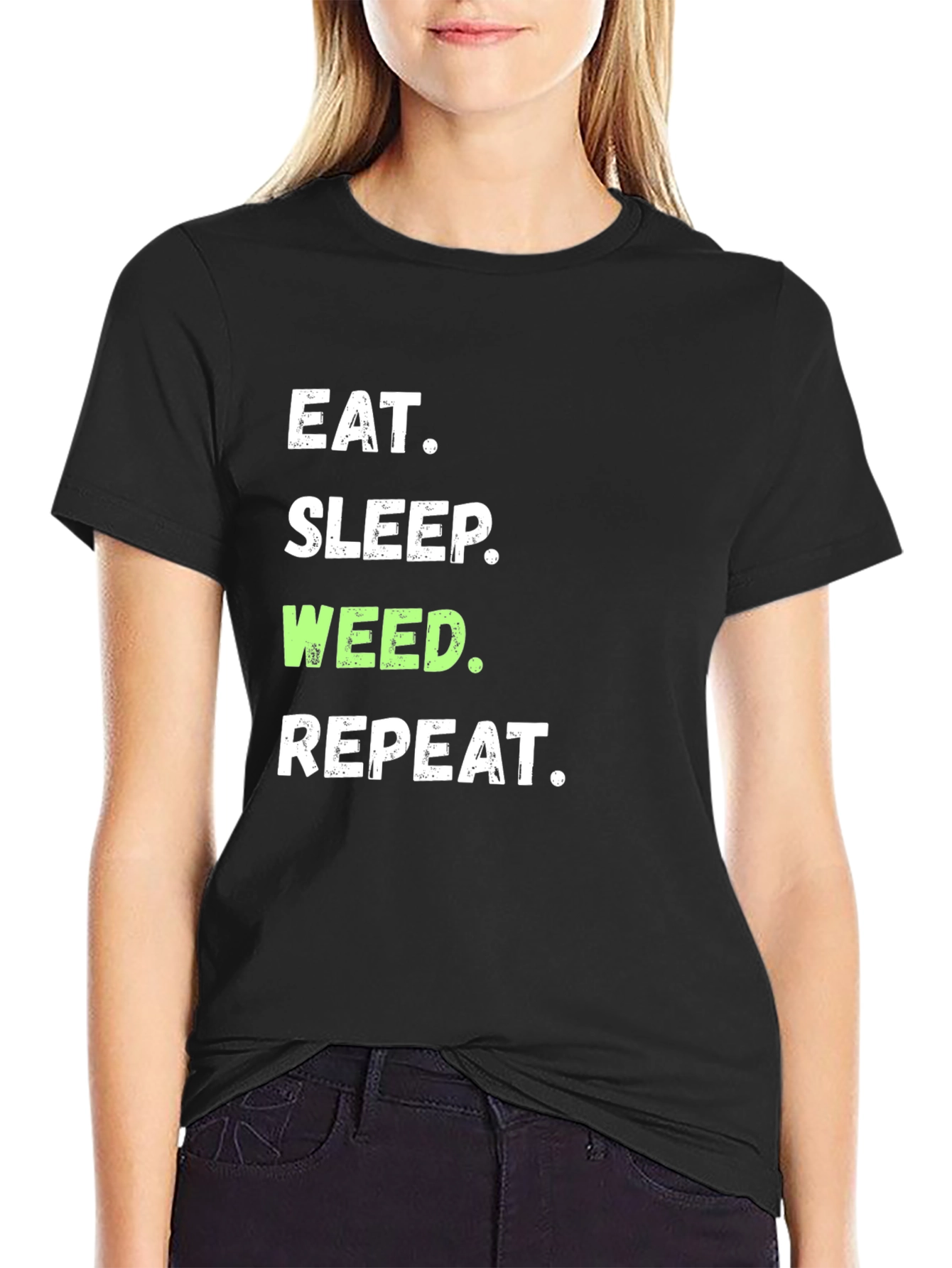 Eat Sleep Weed Repeat Graphic Tee - Black