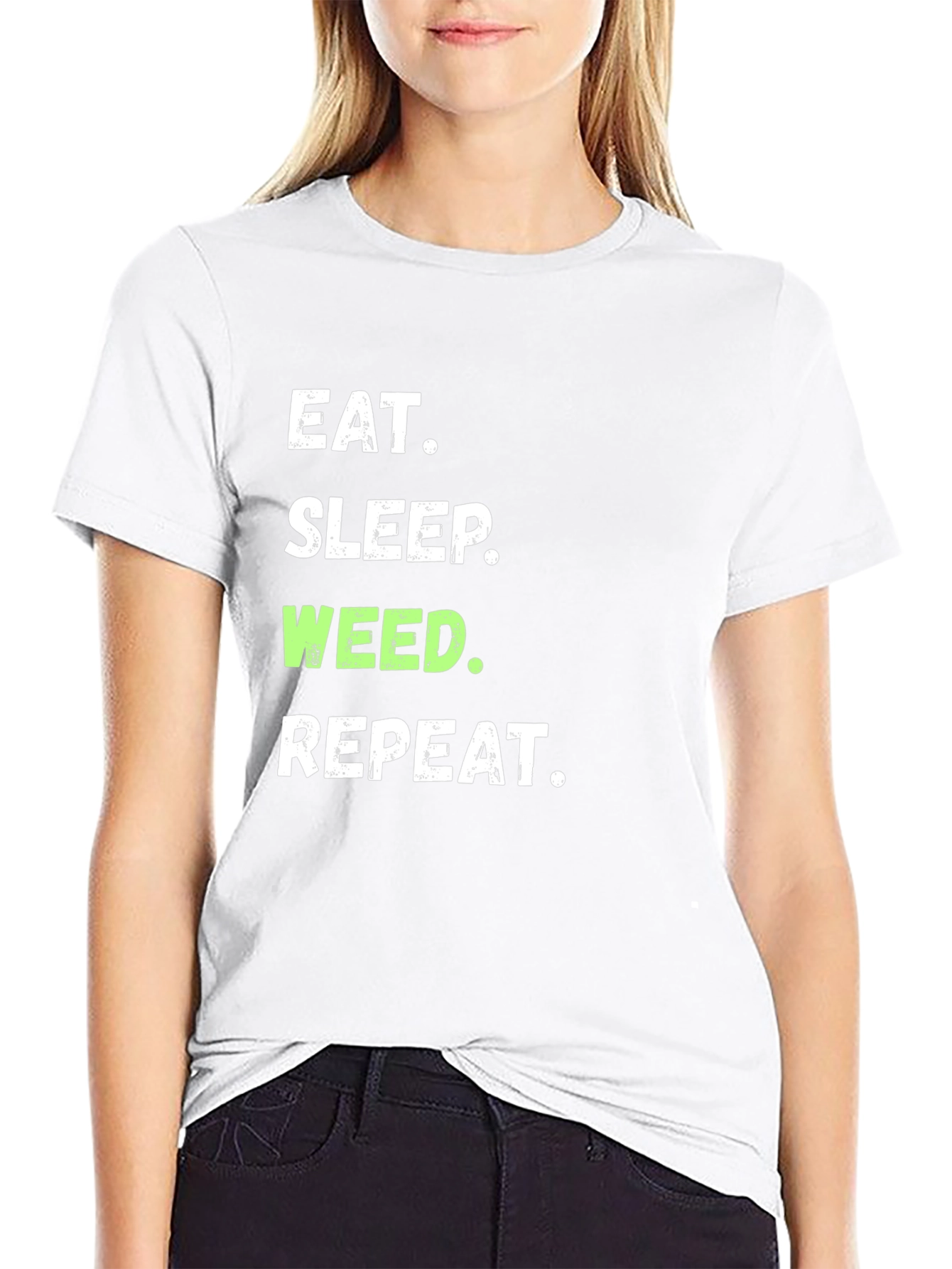 Eat Sleep Weed Repeat Graphic Tee - Black