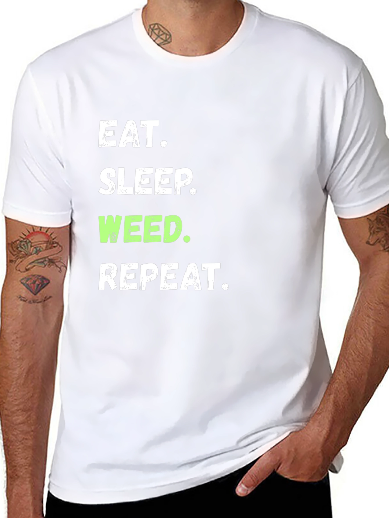 Eat Sleep Weed Repeat Graphic Tee - Black