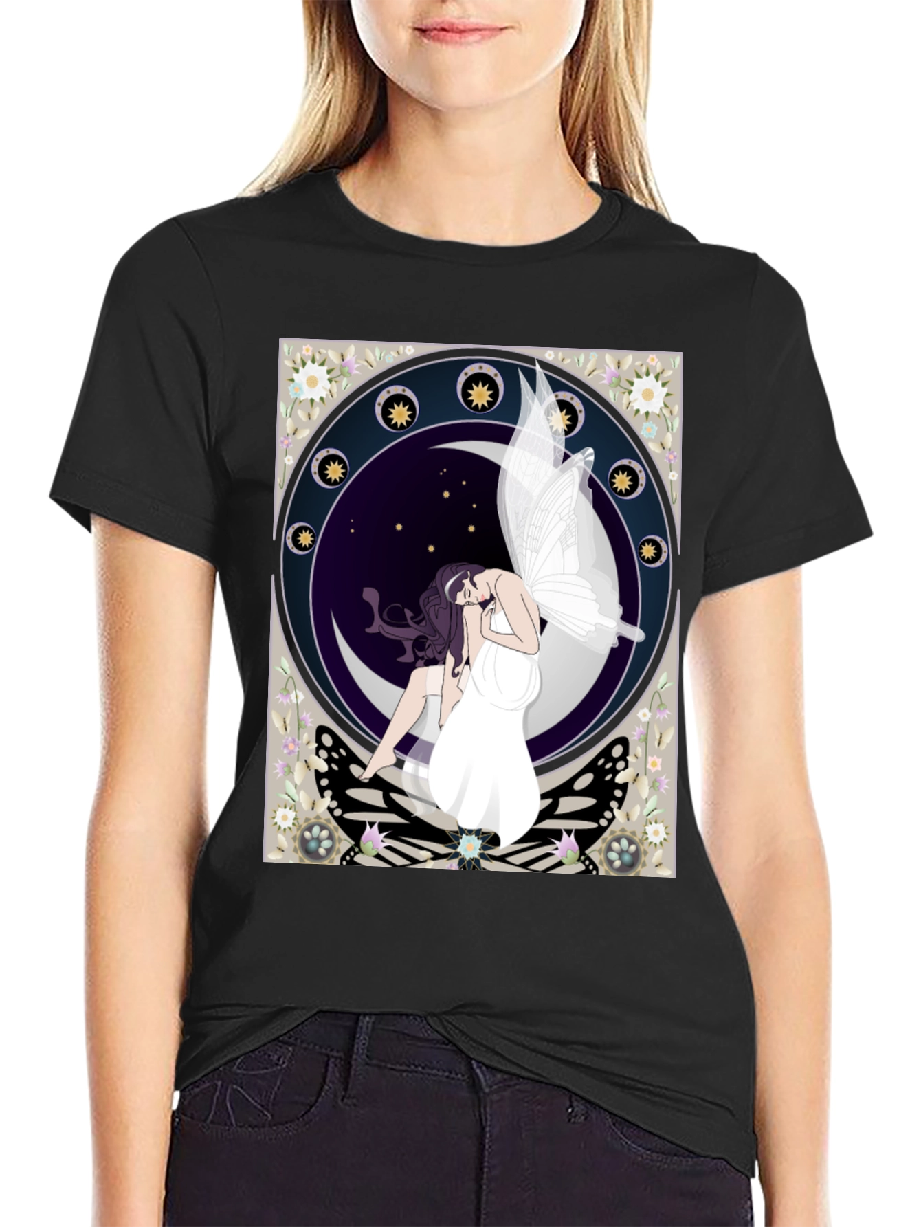 Moon Fairy Graphic Tee - Mystical Style