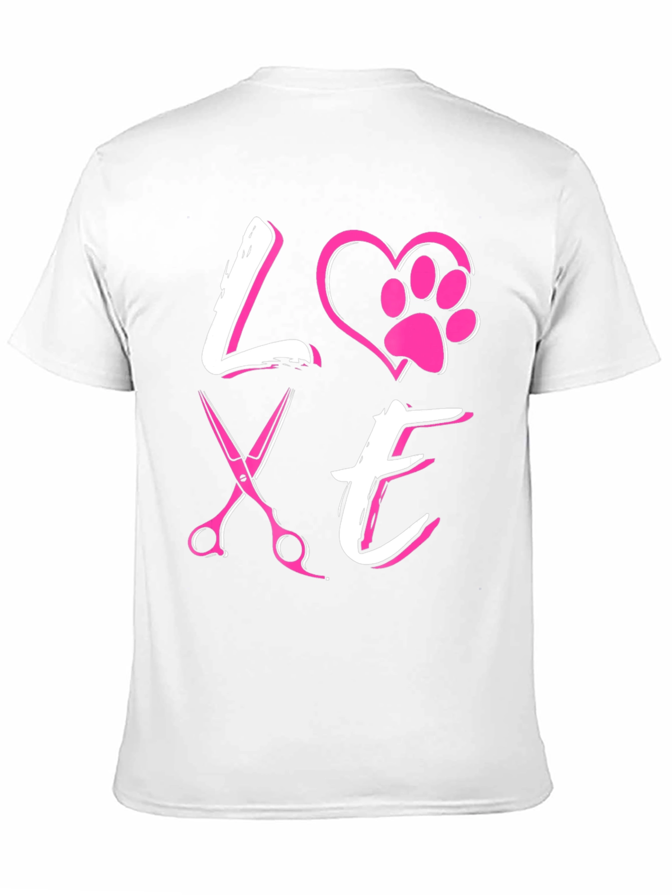 Love Dog Grooming T-Shirt Pet Paw Heart Scissors