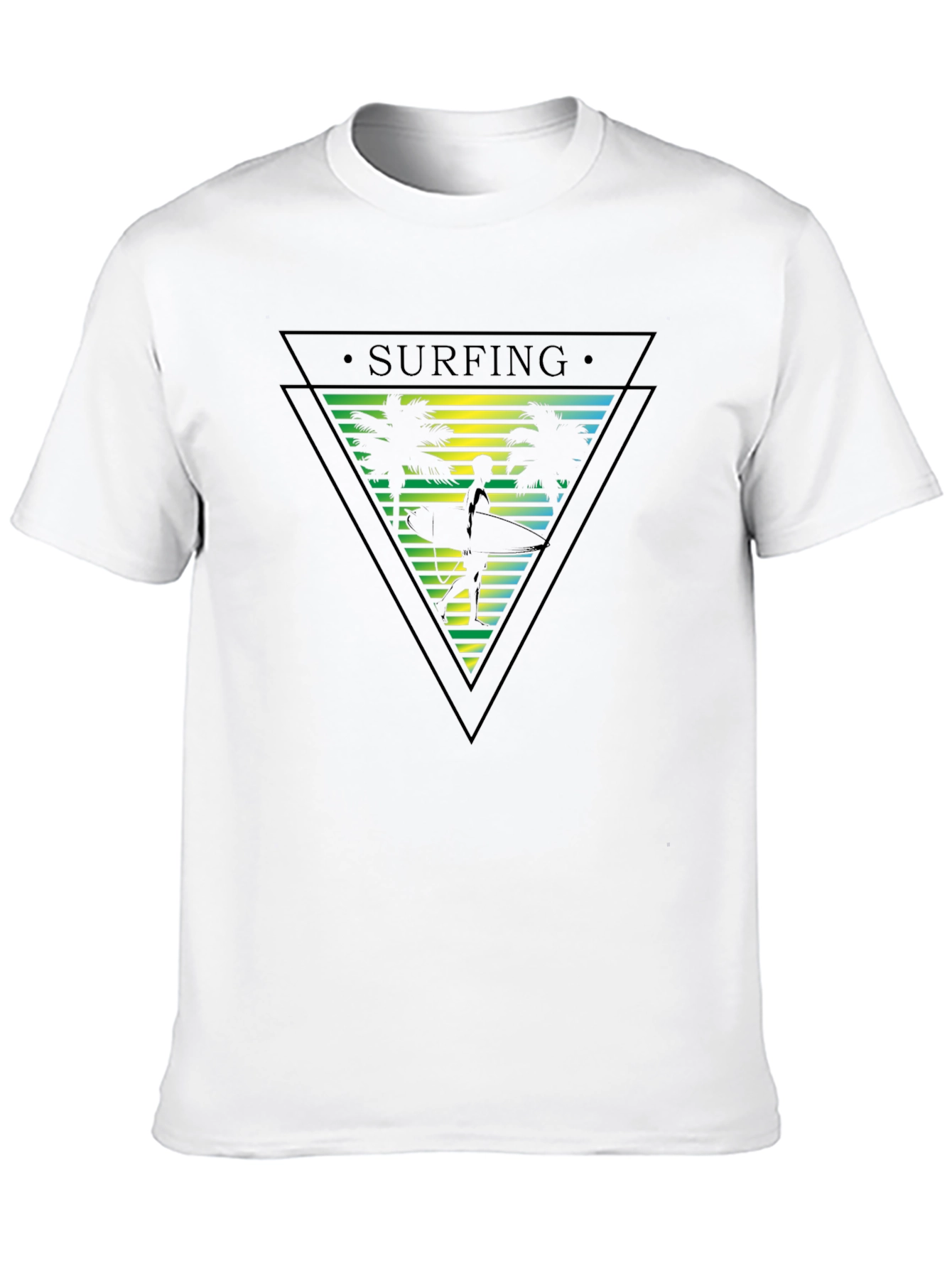 Surfing Palm Tree Graphic Mens T-Shirt