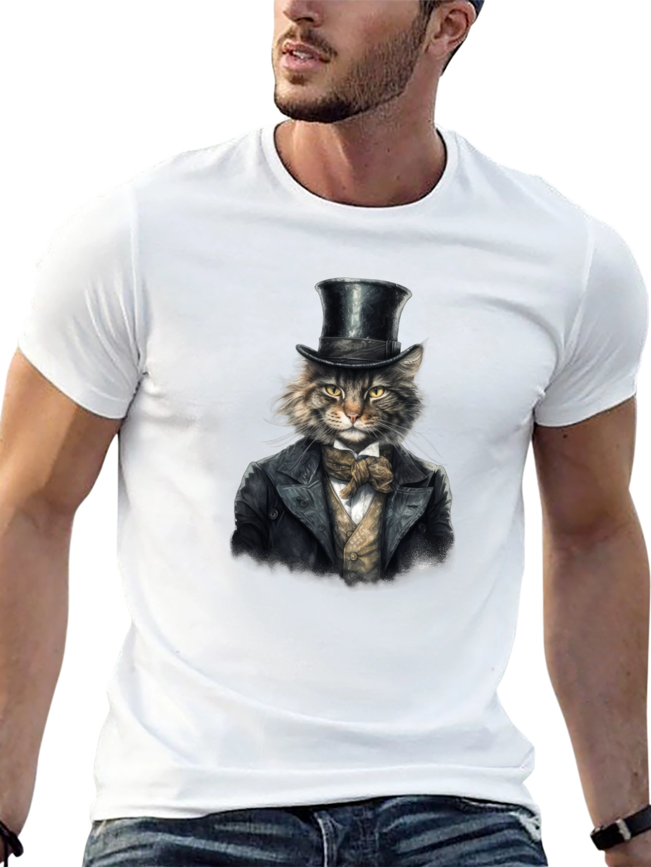 Dapper Cat T-Shirt - Top Hat & Tuxedo