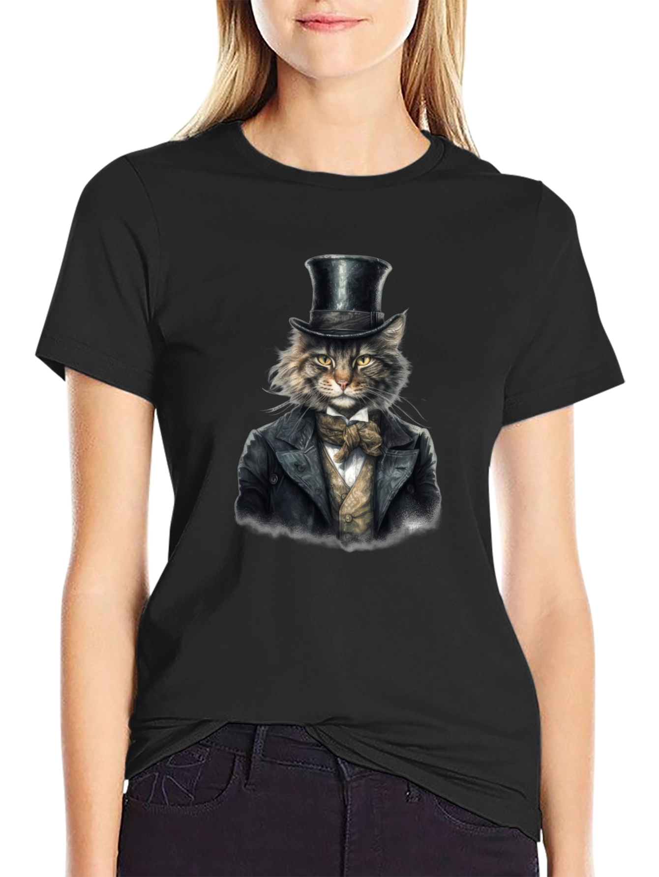 Dapper Cat T-Shirt - Top Hat & Tuxedo