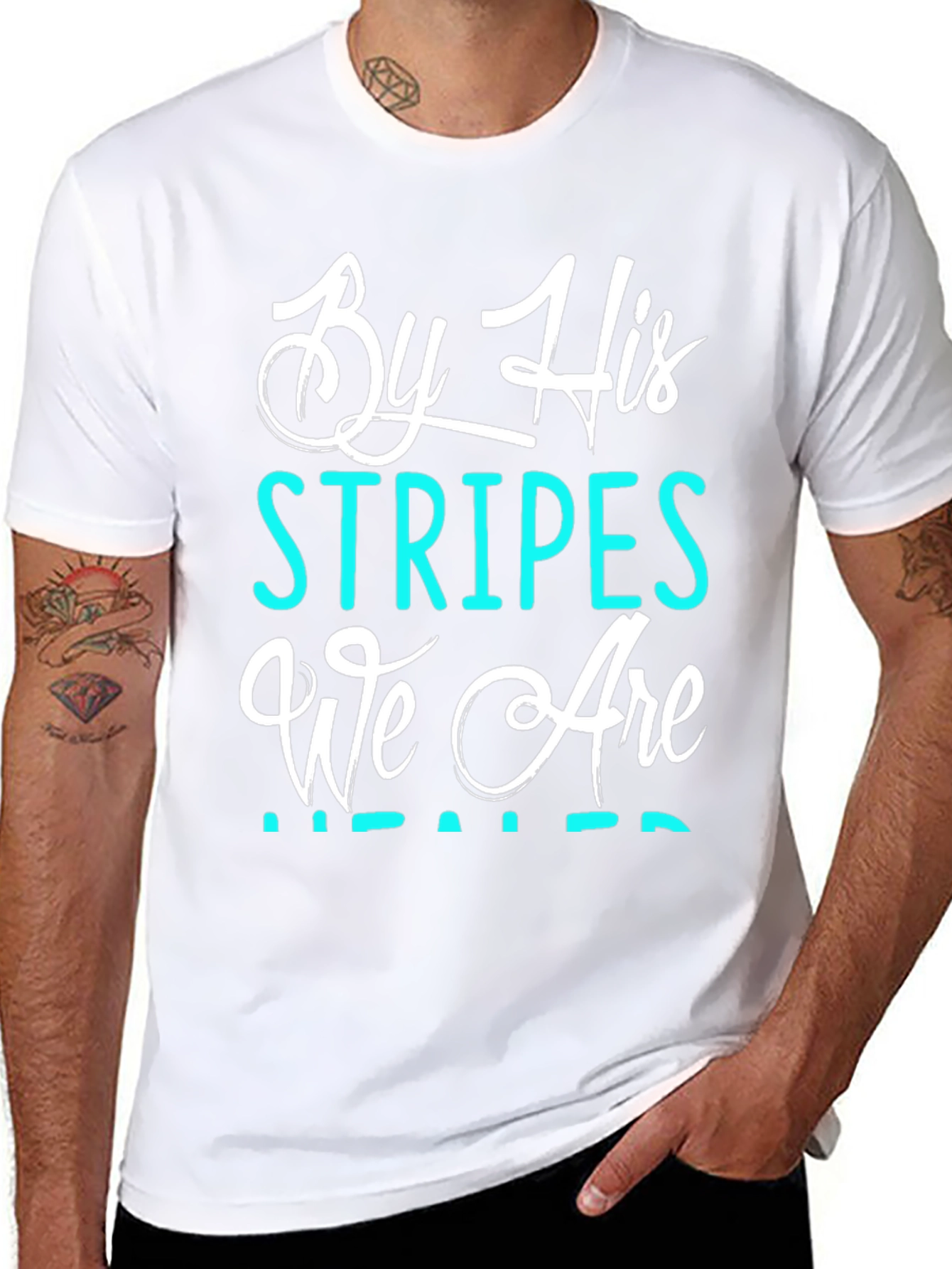 By His Stripes T-Shirt - Christian Graphic Tee