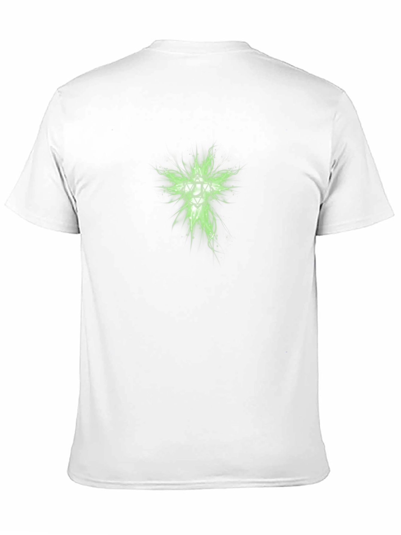 Mens Black T-Shirt with Green Geometric Design