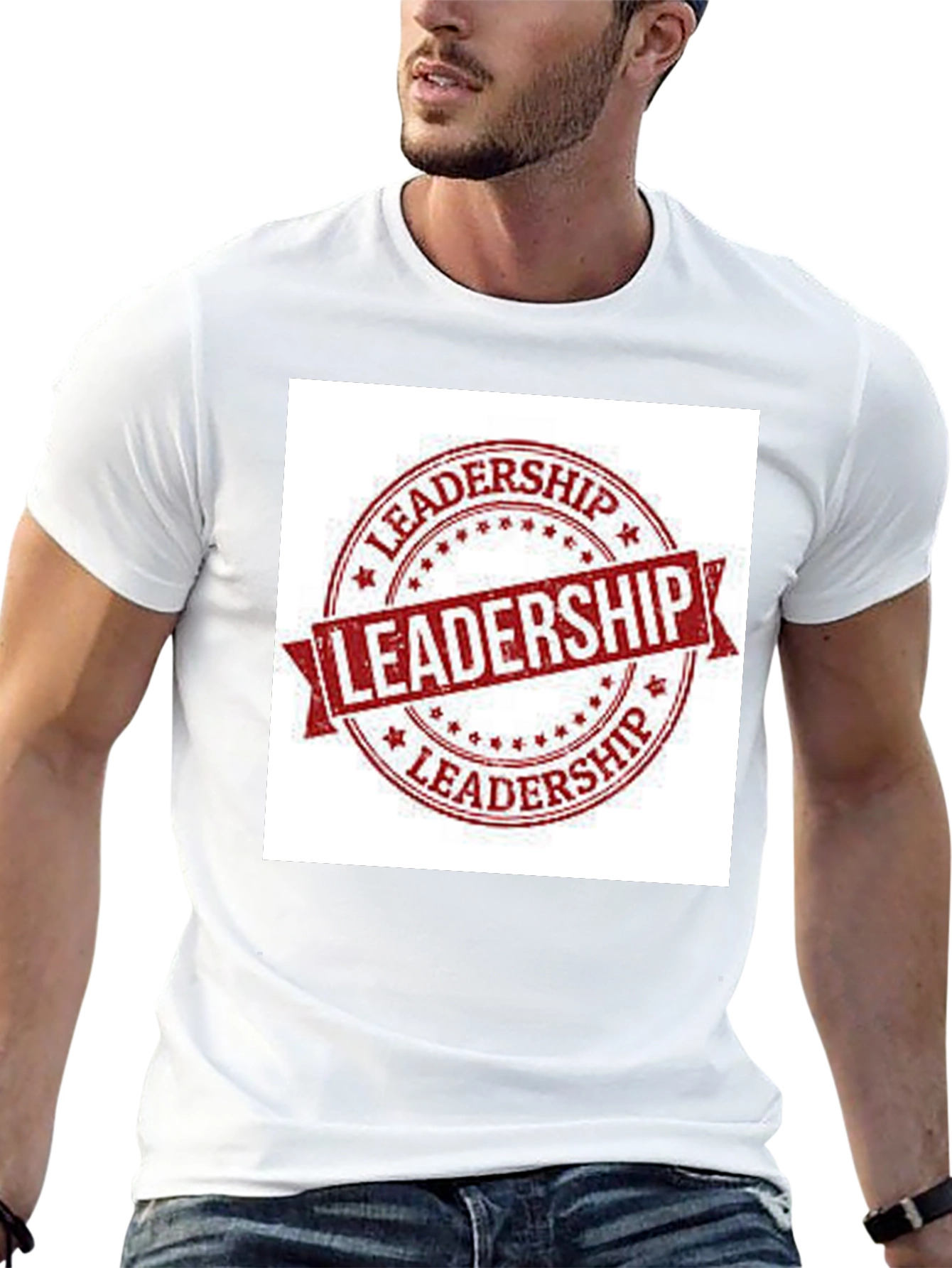 Leadership Stamp Graphic Tee - Black Cotton T-Shirt
