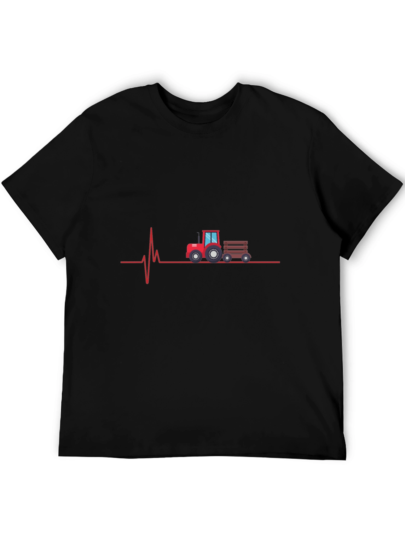 Tractor Heartbeat Graphic Tee - Black Cotton T-Shirt