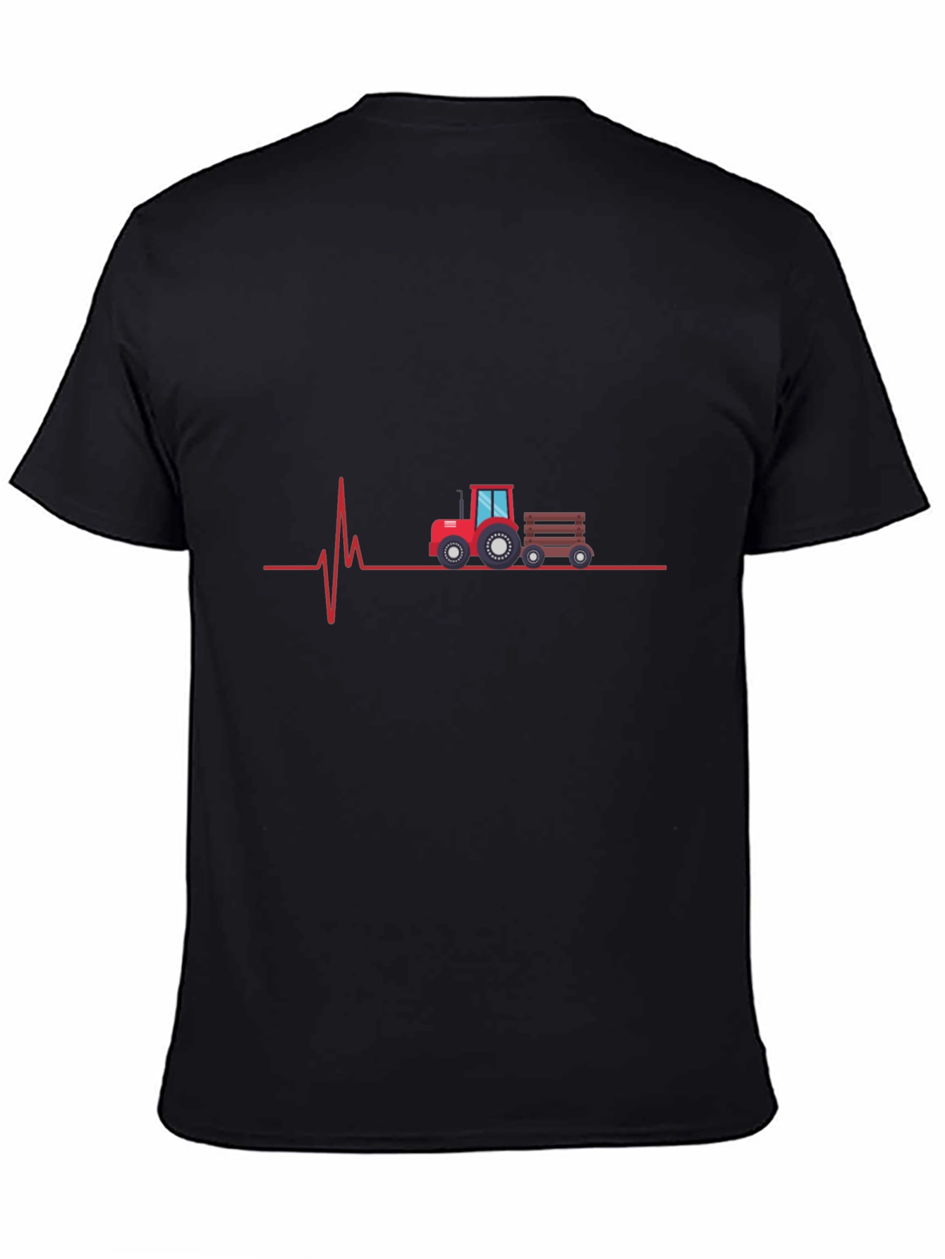 Tractor Heartbeat Graphic Tee - Black Cotton T-Shirt