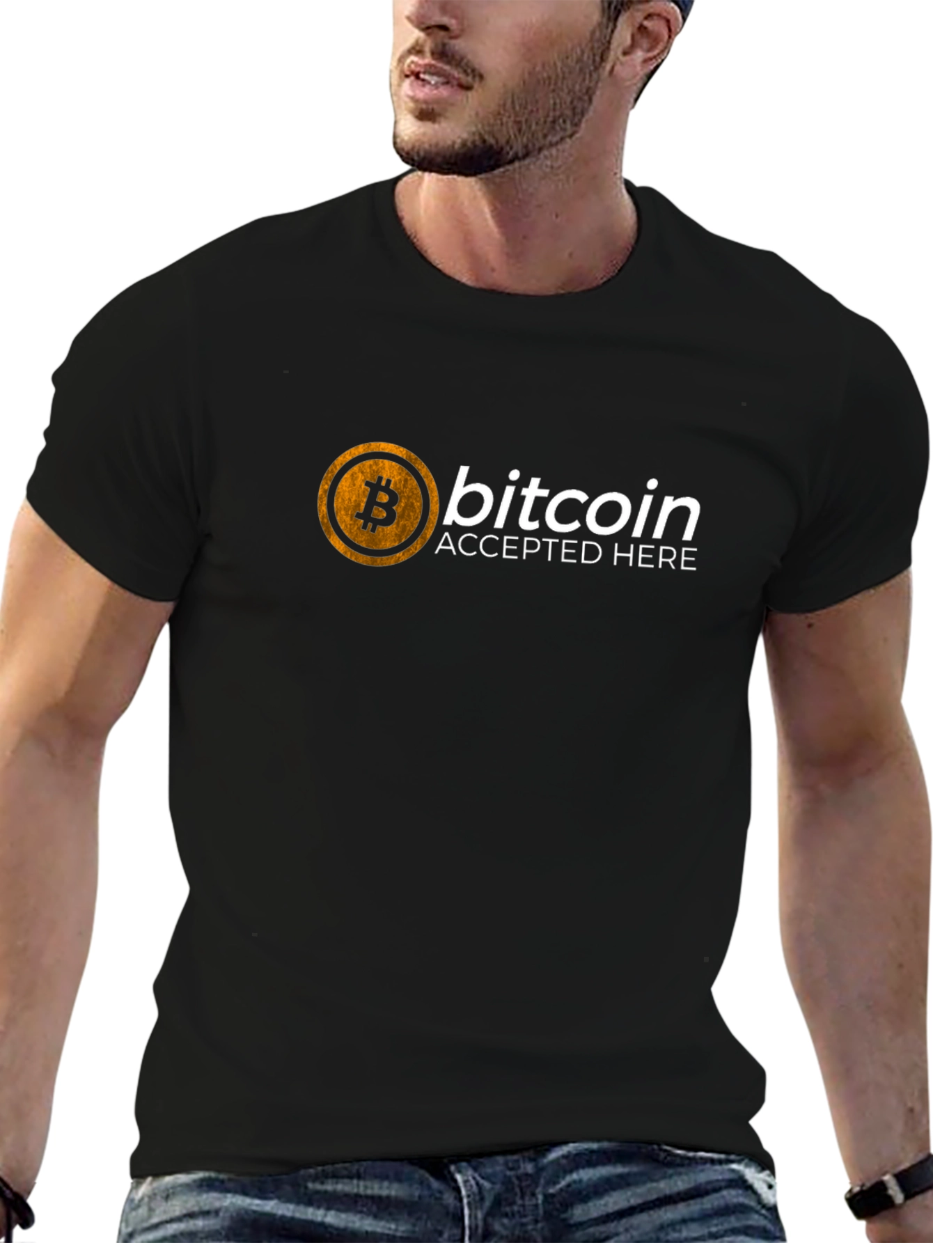 Bitcoin Accepted Here Black T-Shirt Crypto Tee