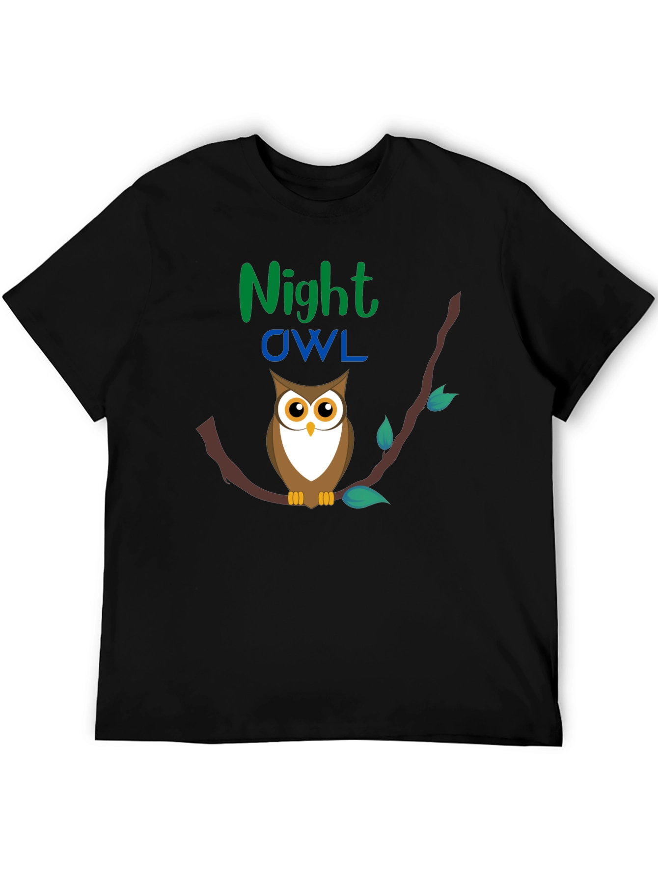 Night Owl Graphic Tee - Black Cotton T-Shirt