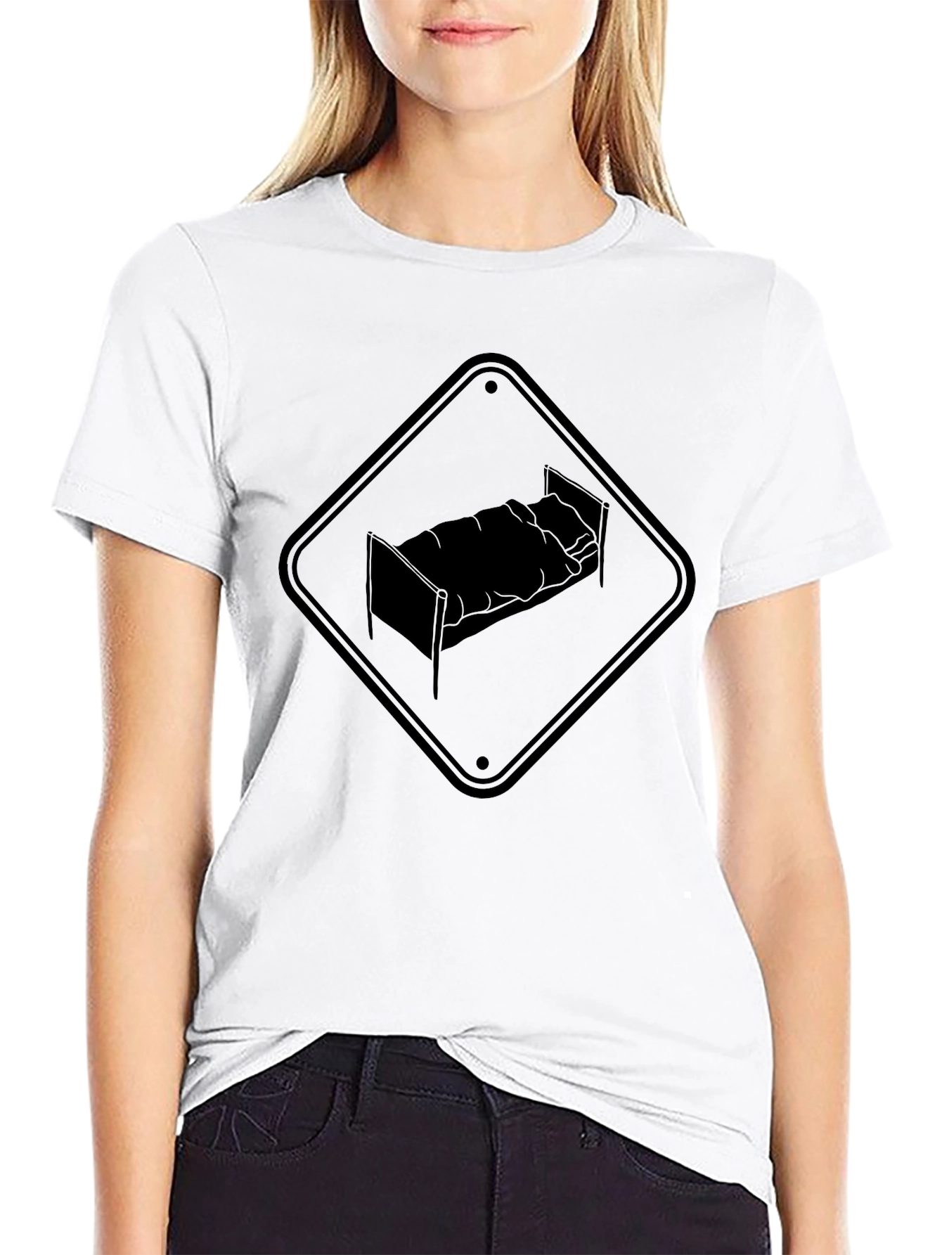 Black Bed Crossing Sign Graphic Tee